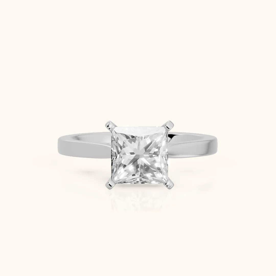 Cicely Solitaire Cathedral Princess Diamond Engagement Ring in Silver — view 2