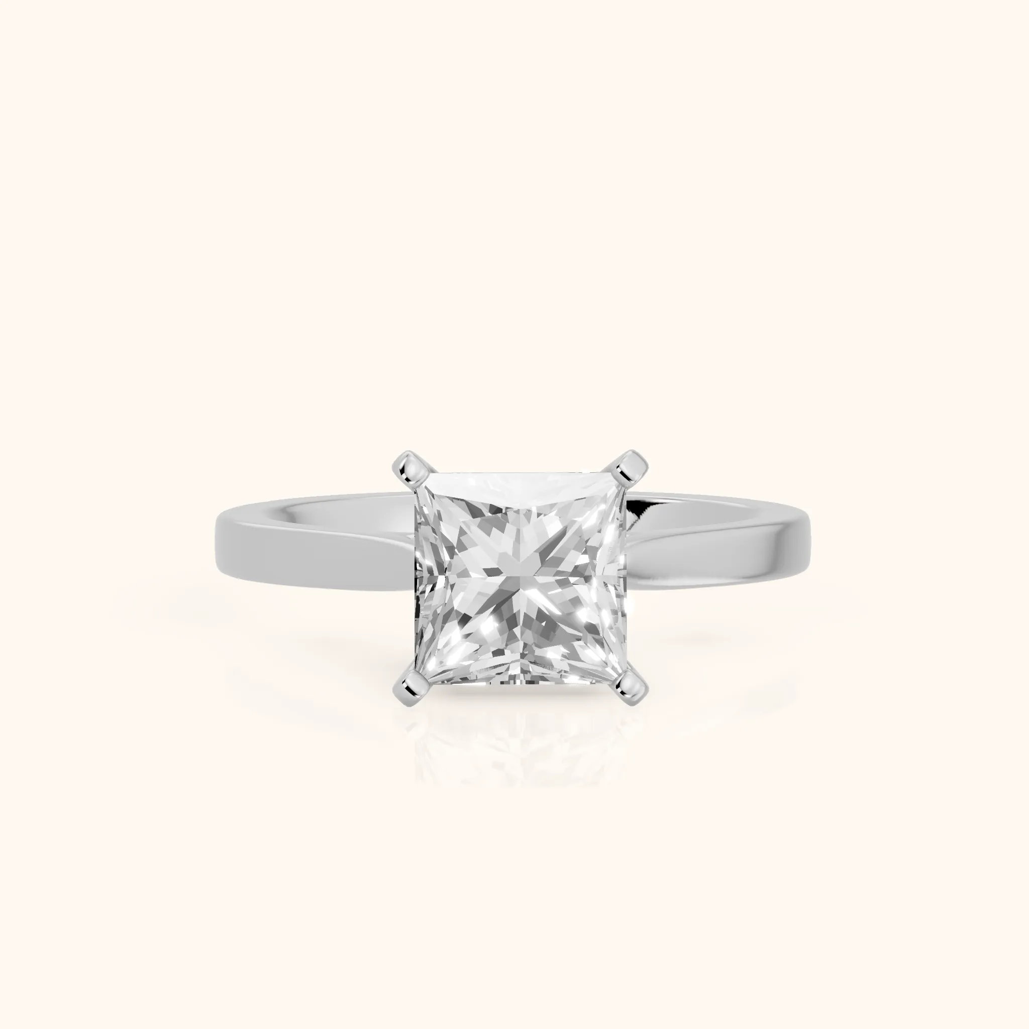 Cicely Solitaire Cathedral Princess Diamond Engagement Ring in Silver — view 1