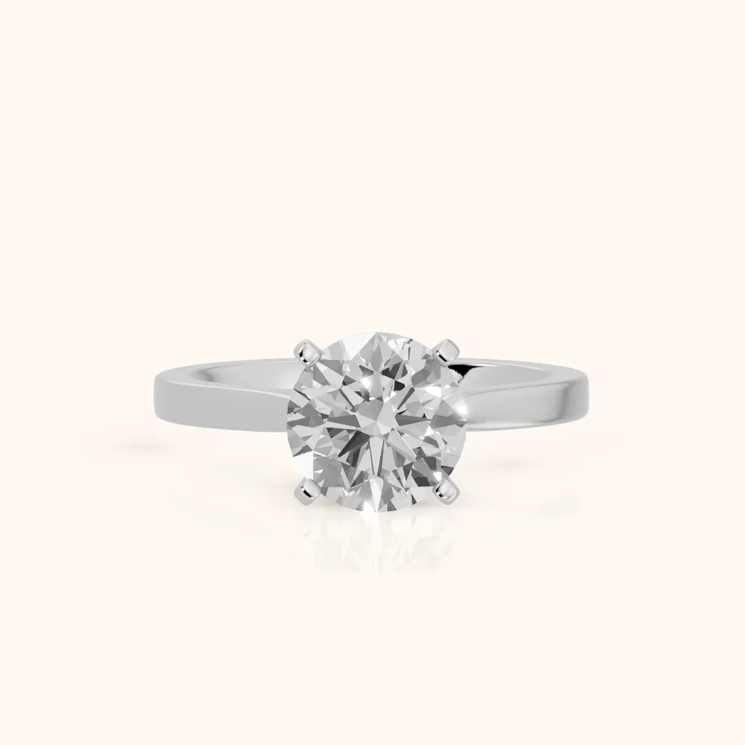 Cicely Solitaire Cathedral Round Diamond Engagement Ring in Silver — view 2