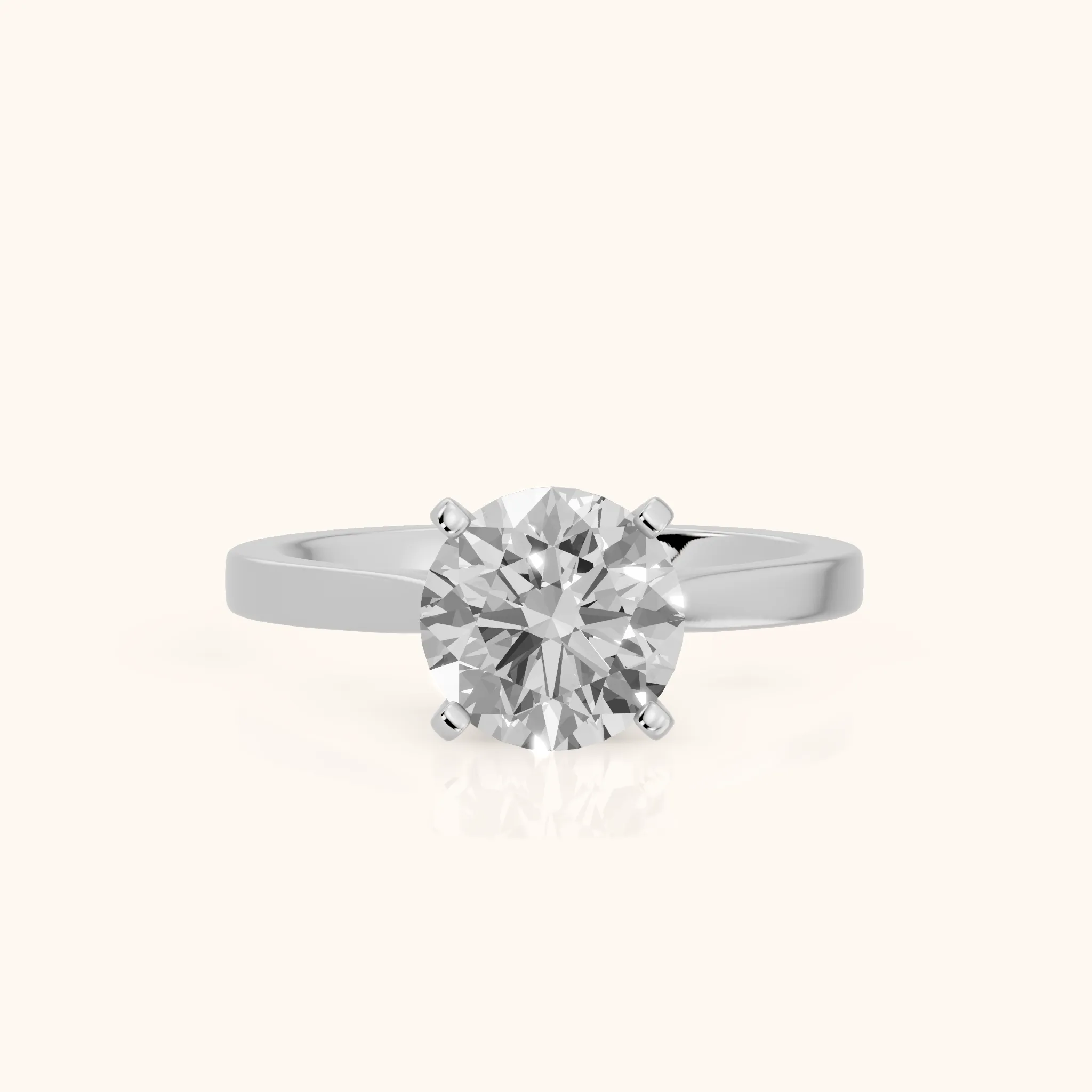 Cicely Solitaire Cathedral Round Diamond Engagement Ring in Silver — view 1
