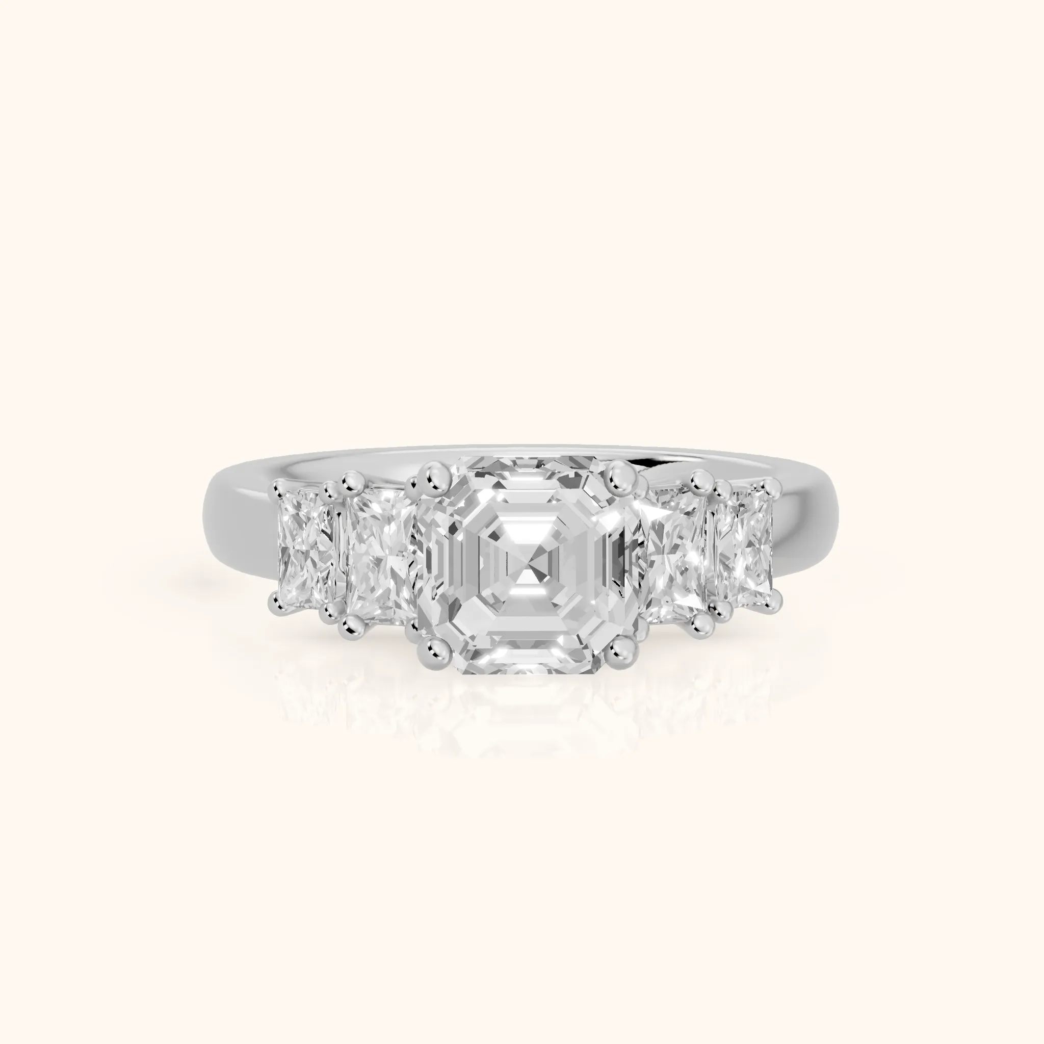 Desiree Graduated Five-Stone Asscher Diamond Engagement Ring in Platinum — view 1