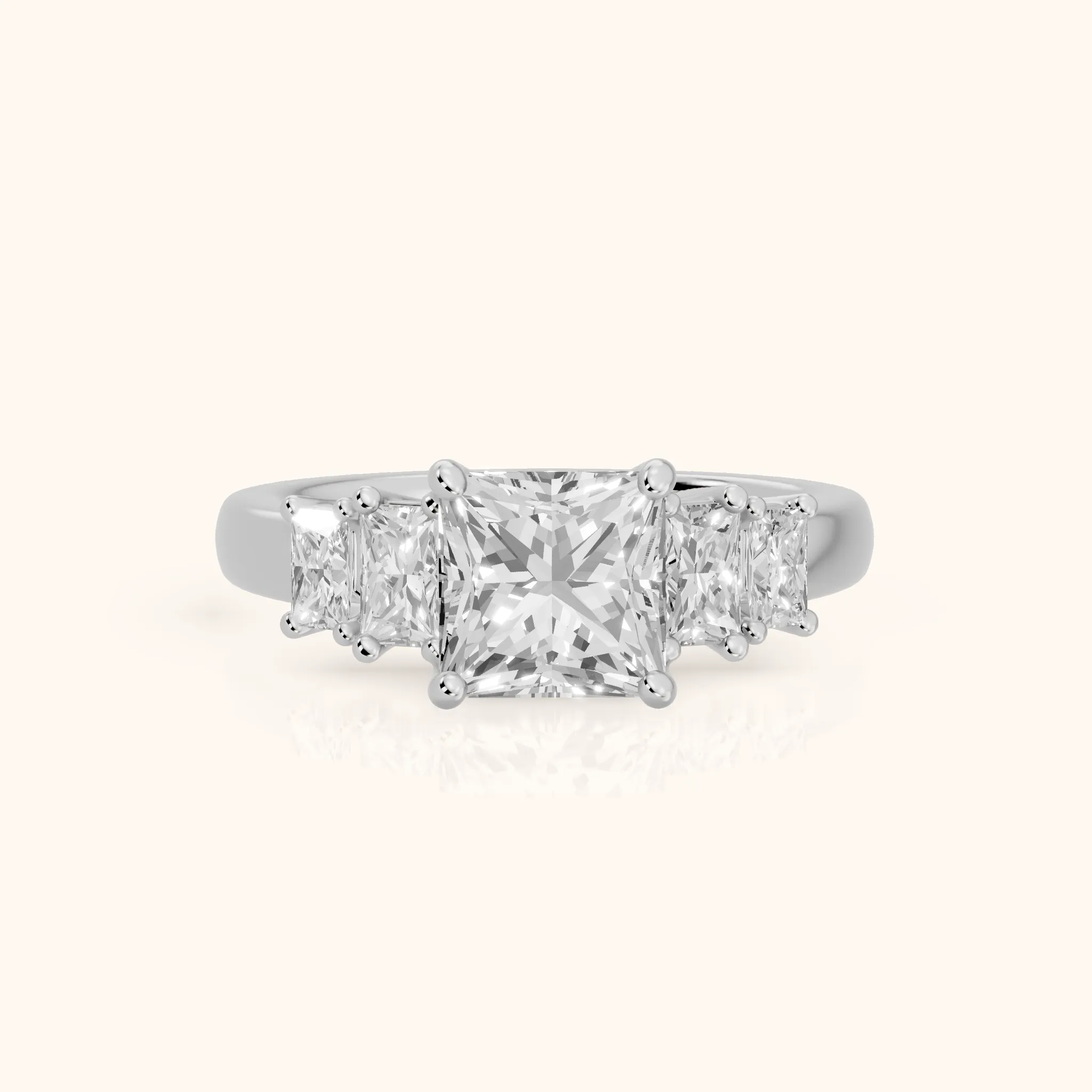 Desiree Graduated Five-Stone Princess Diamond Engagement Ring in Silver — view 1