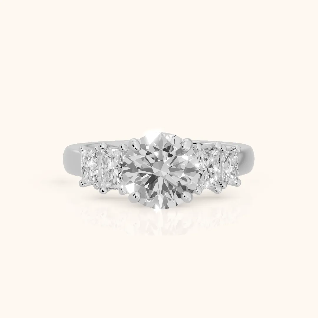 Desiree Graduated Five-Stone Round Diamond Engagement Ring in Silver — view 2