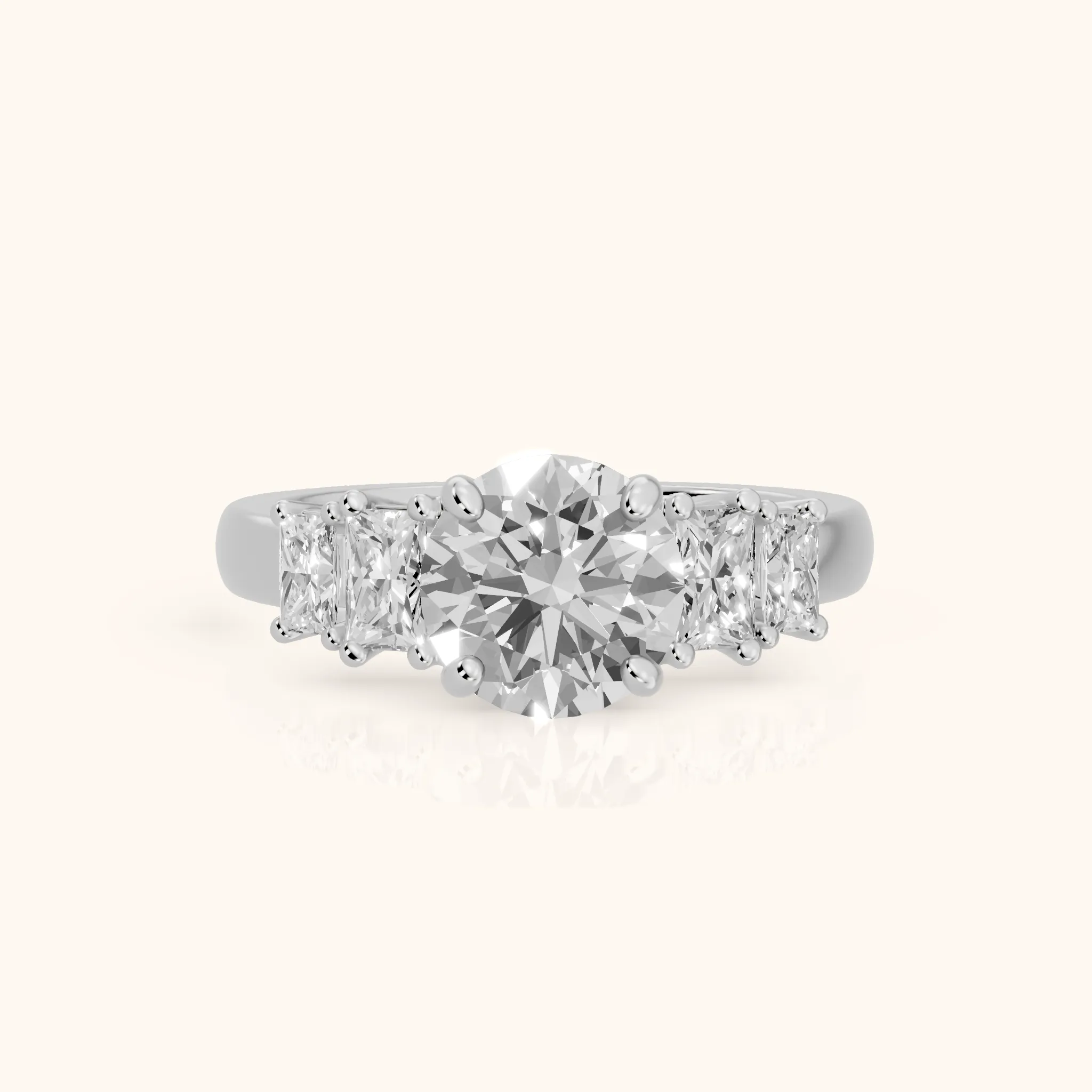 Desiree Graduated Five-Stone Round Diamond Engagement Ring in Silver — view 1