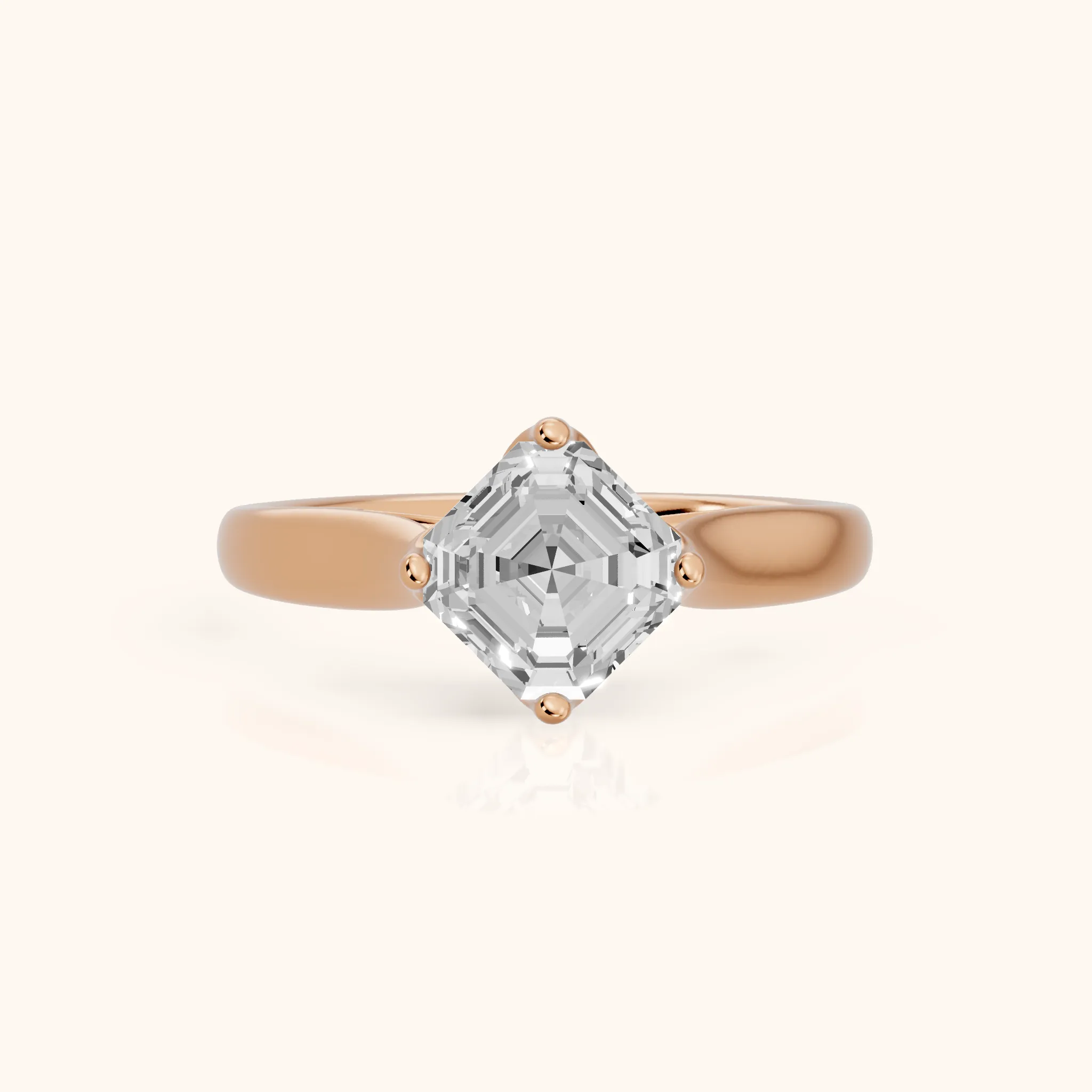 Edwina Crossover Solitaire Asscher Diamond Engagement Ring in Rose Gold — view 1