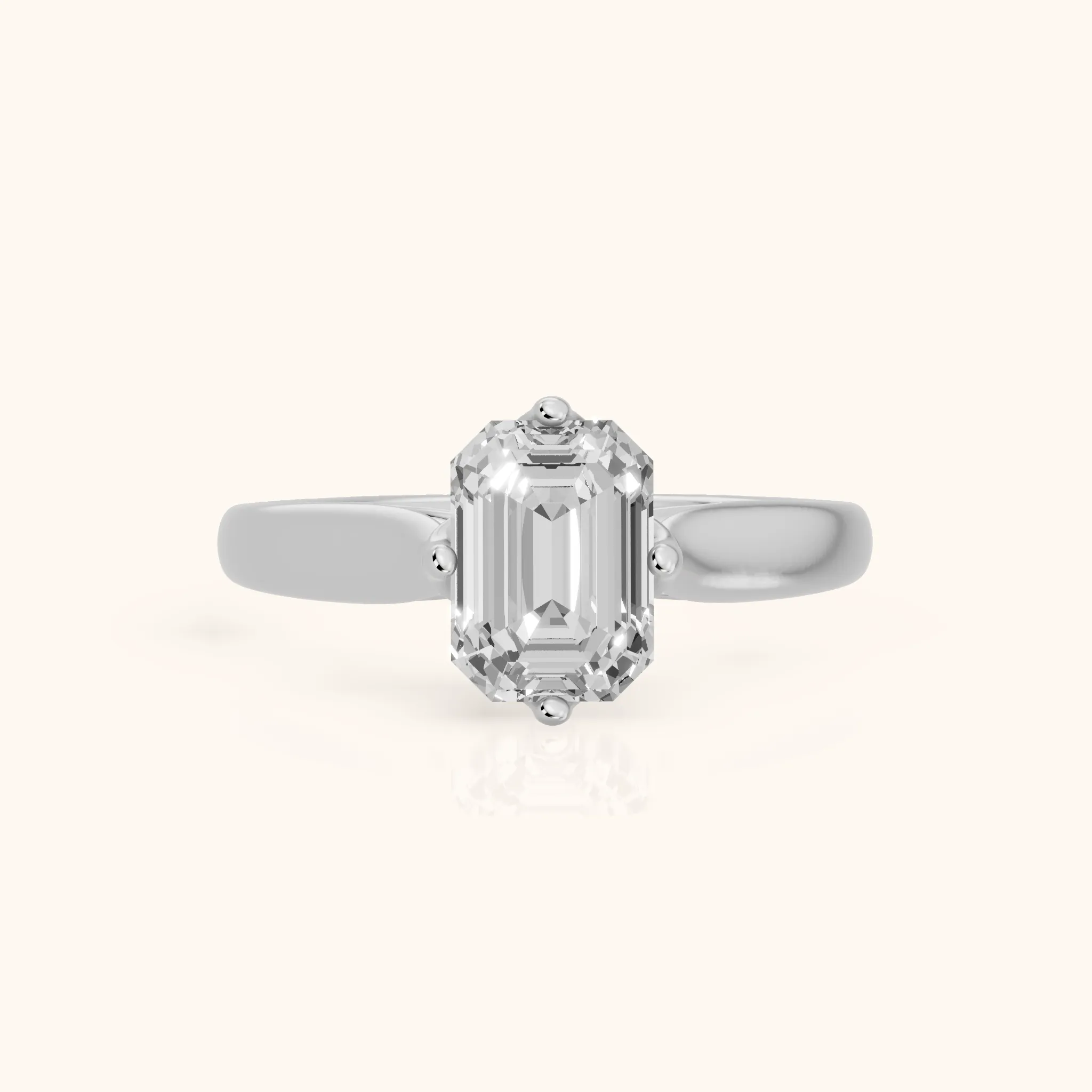 Edwina Crossover Solitaire Emerald Diamond Engagement Ring in Silver — view 1