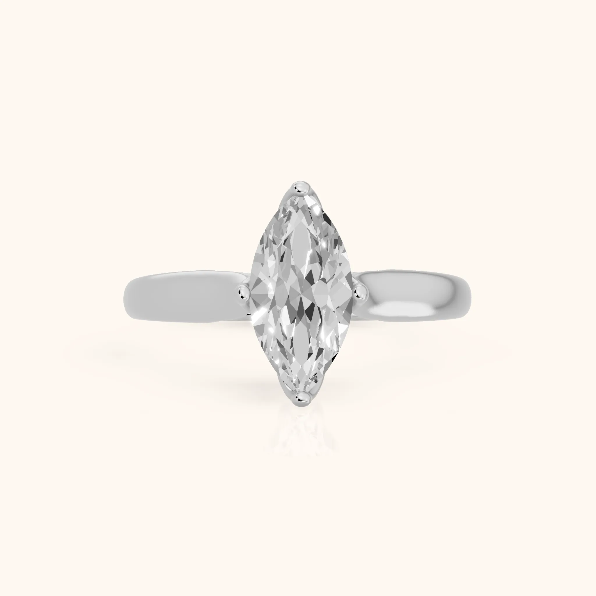 Edwina Crossover Solitaire Marquise Diamond Engagement Ring in Platinum — view 1