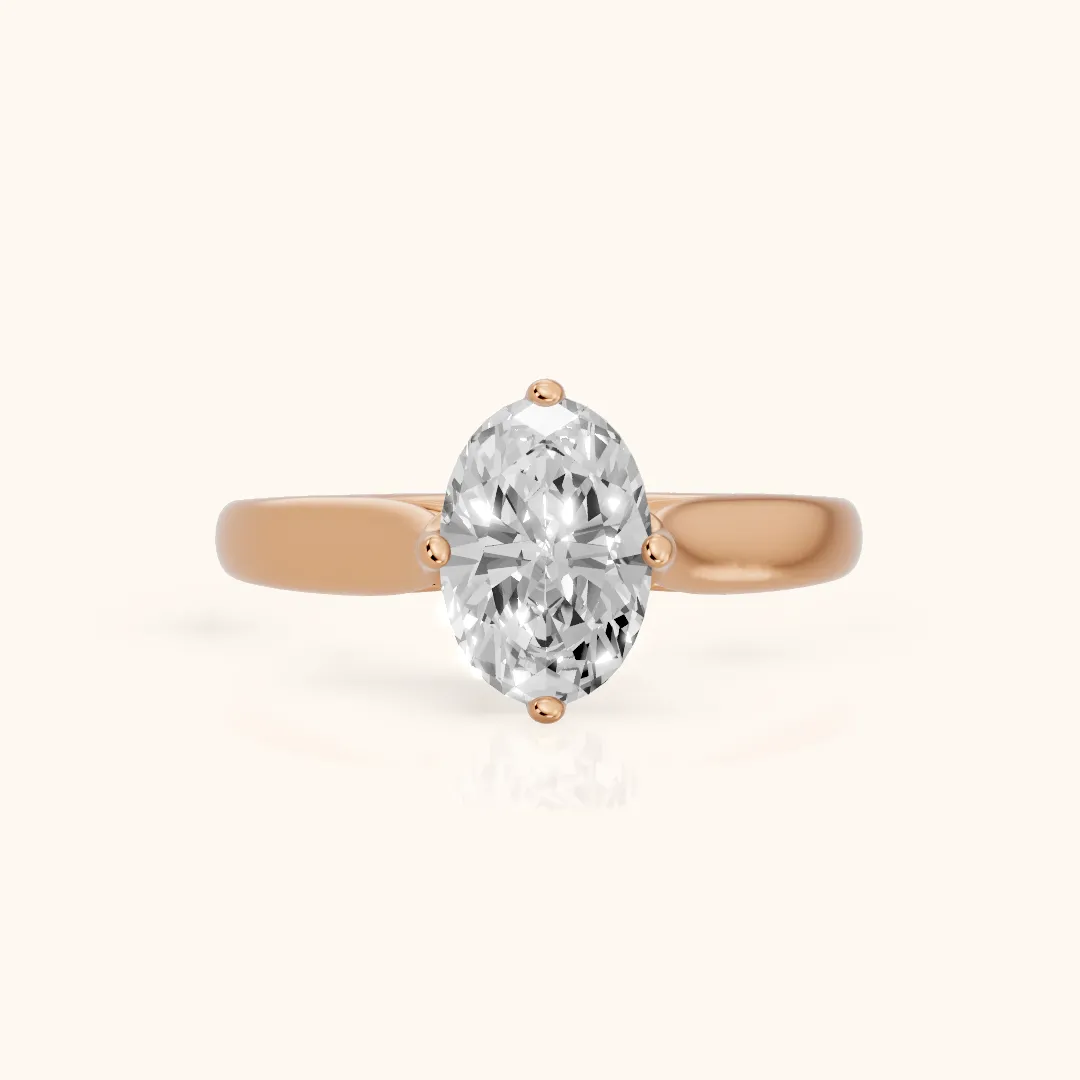 Edwina Crossover Solitaire Oval Diamond Engagement Ring in Rose Gold — view 2