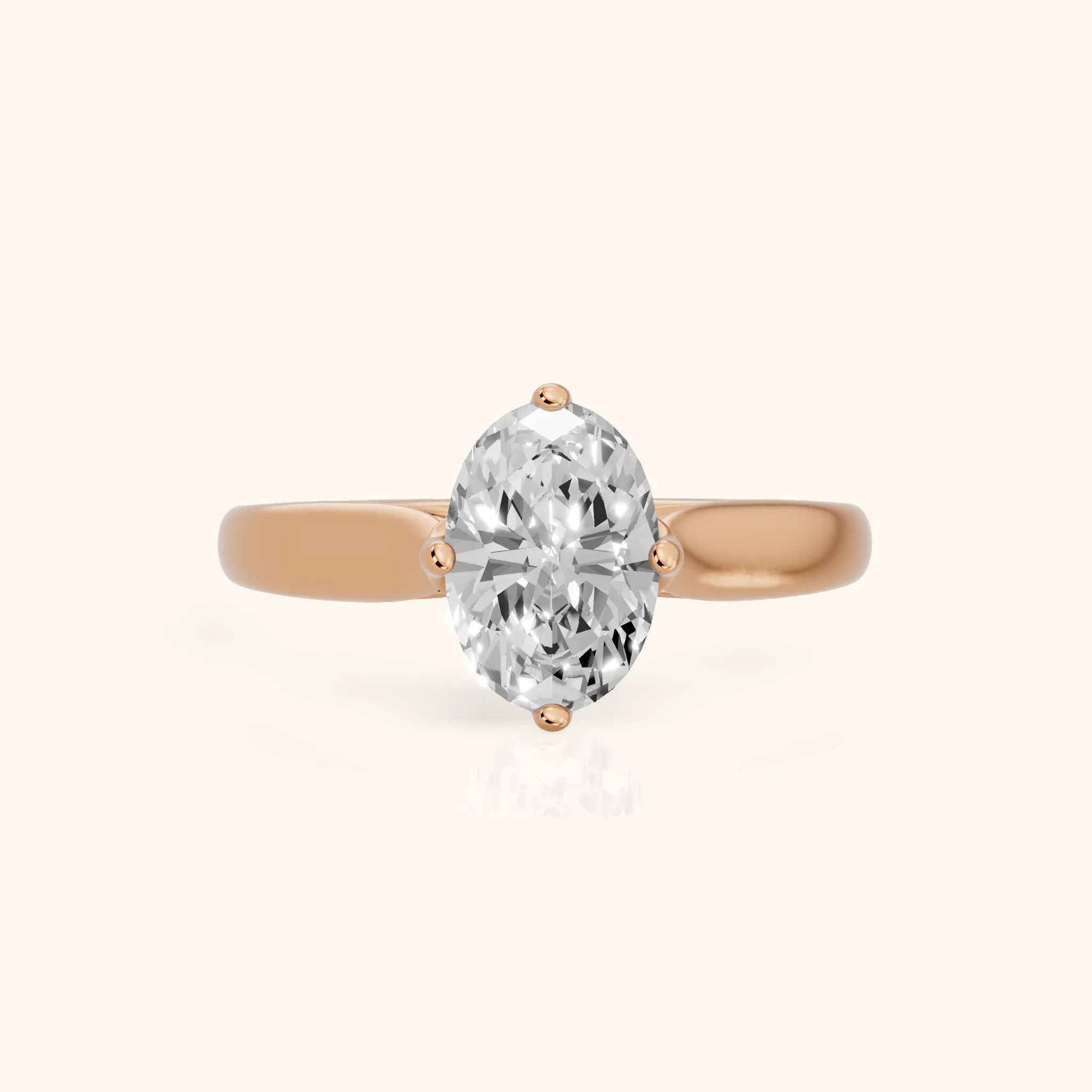 Edwina Crossover Solitaire Oval Diamond Engagement Ring in Rose Gold — view 1