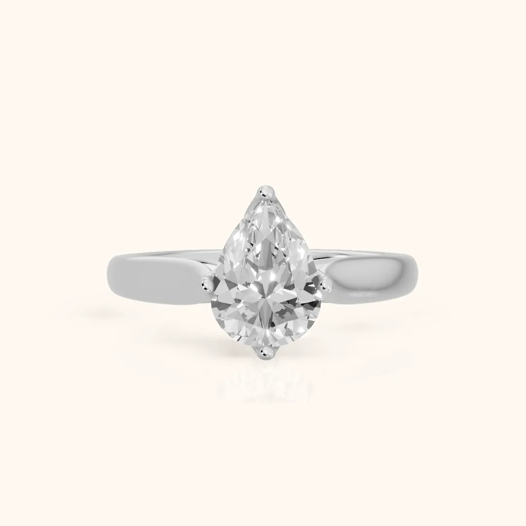 Edwina Crossover Solitaire Pear Diamond Engagement Ring in Silver — view 2
