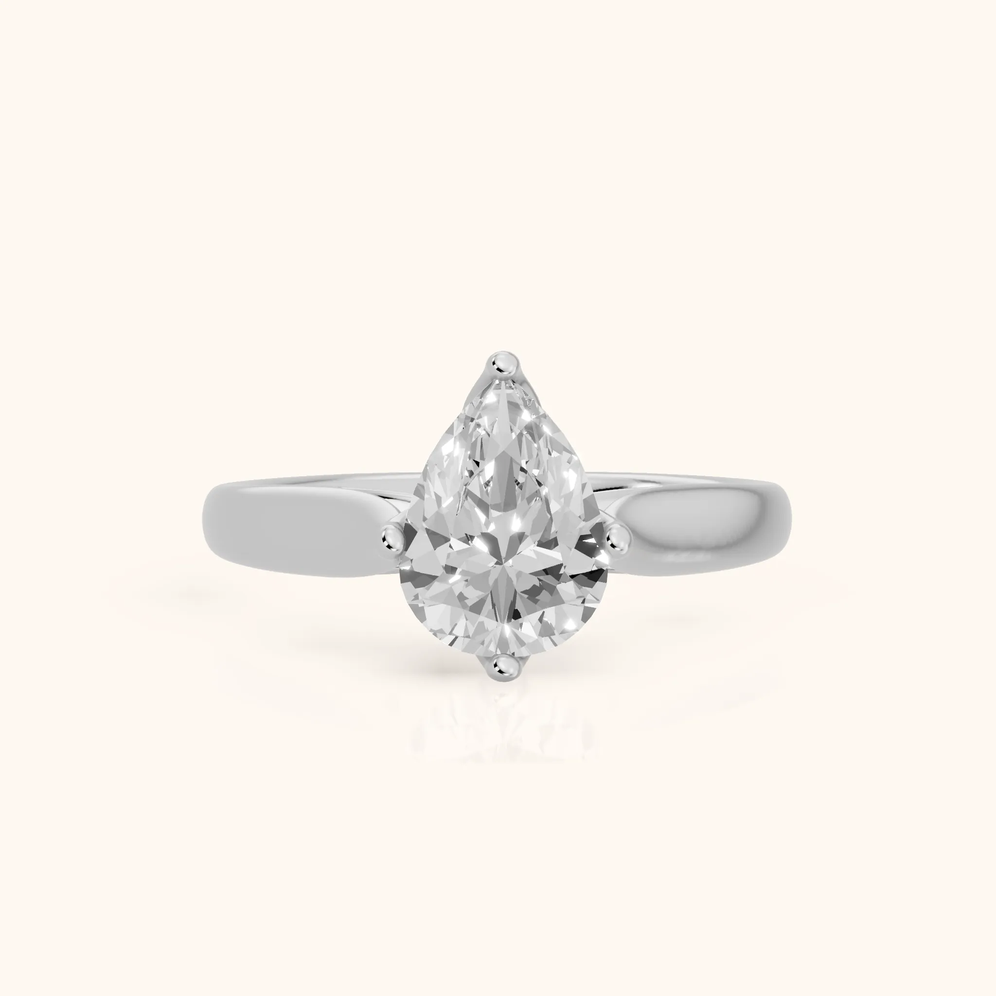 Edwina Crossover Solitaire Pear Diamond Engagement Ring in Silver — view 1