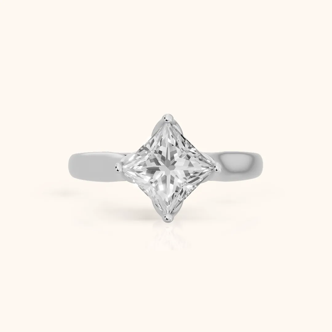 Edwina Crossover Solitaire Princess Diamond Engagement Ring in Silver — view 2