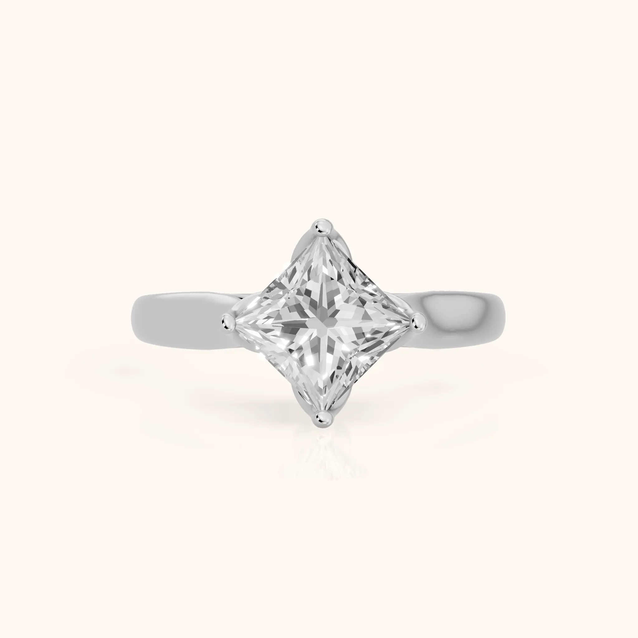 Edwina Crossover Solitaire Princess Diamond Engagement Ring in Silver — view 1