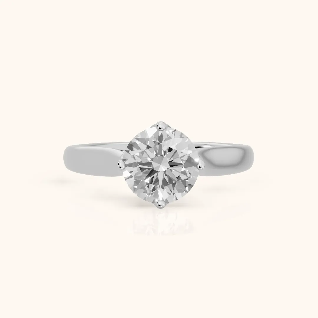 Edwina Crossover Solitaire Round Diamond Engagement Ring in Silver — view 2