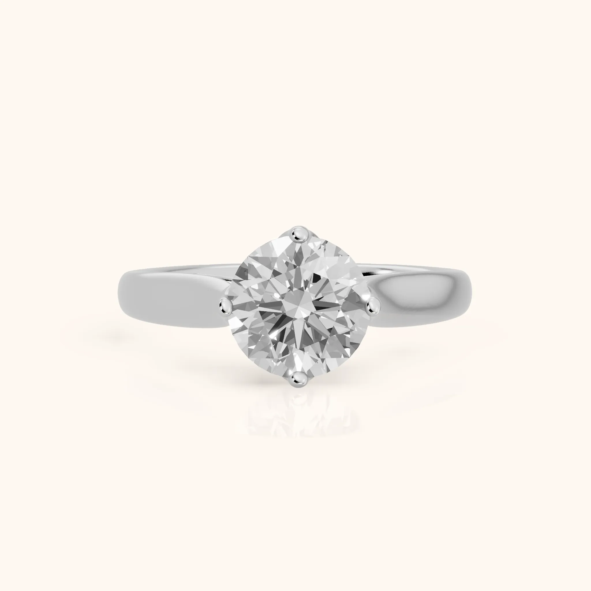 Edwina Crossover Solitaire Round Diamond Engagement Ring in Silver — view 1