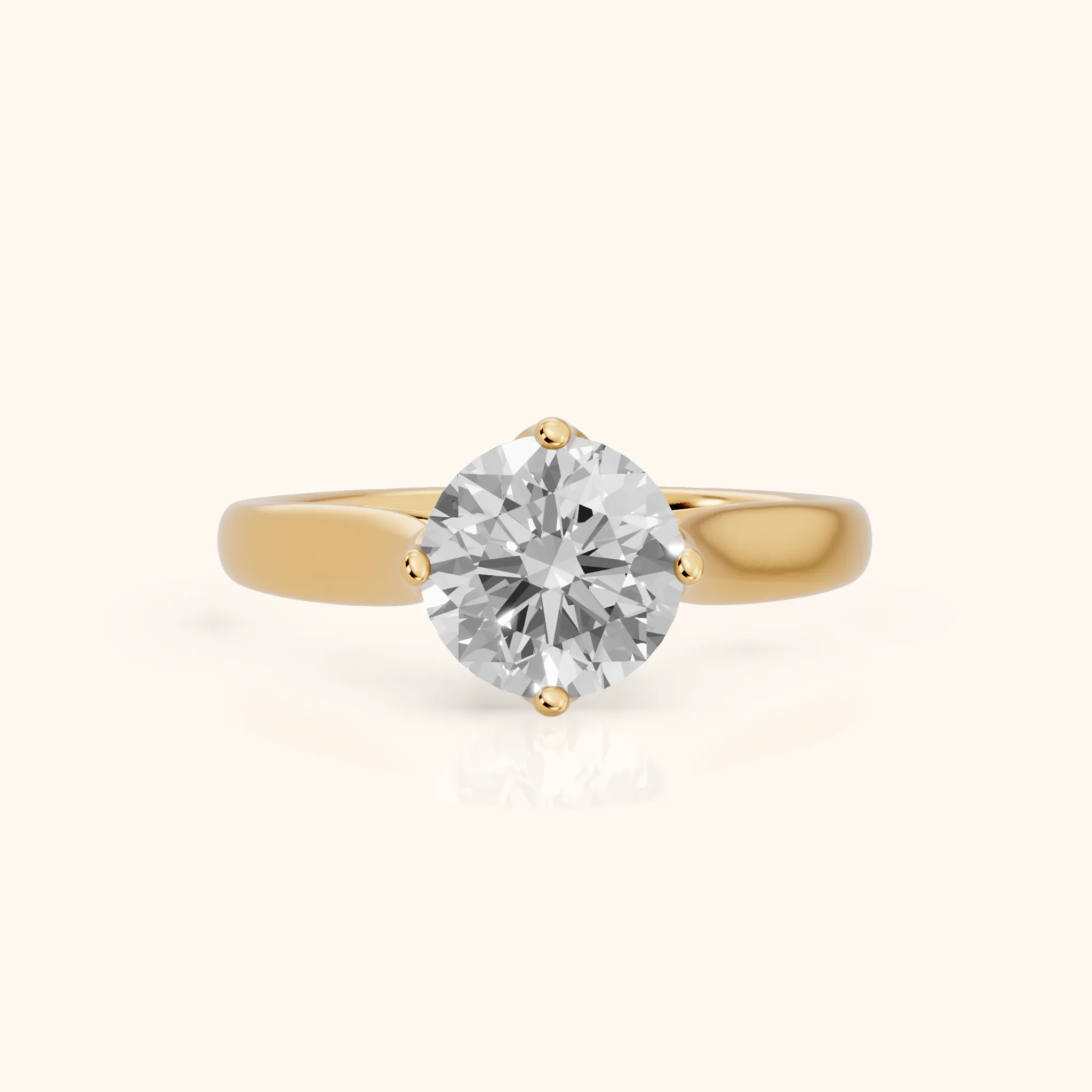 Edwina Crossover Solitaire Round Diamond Engagement Ring in Yellow Gold — view 1
