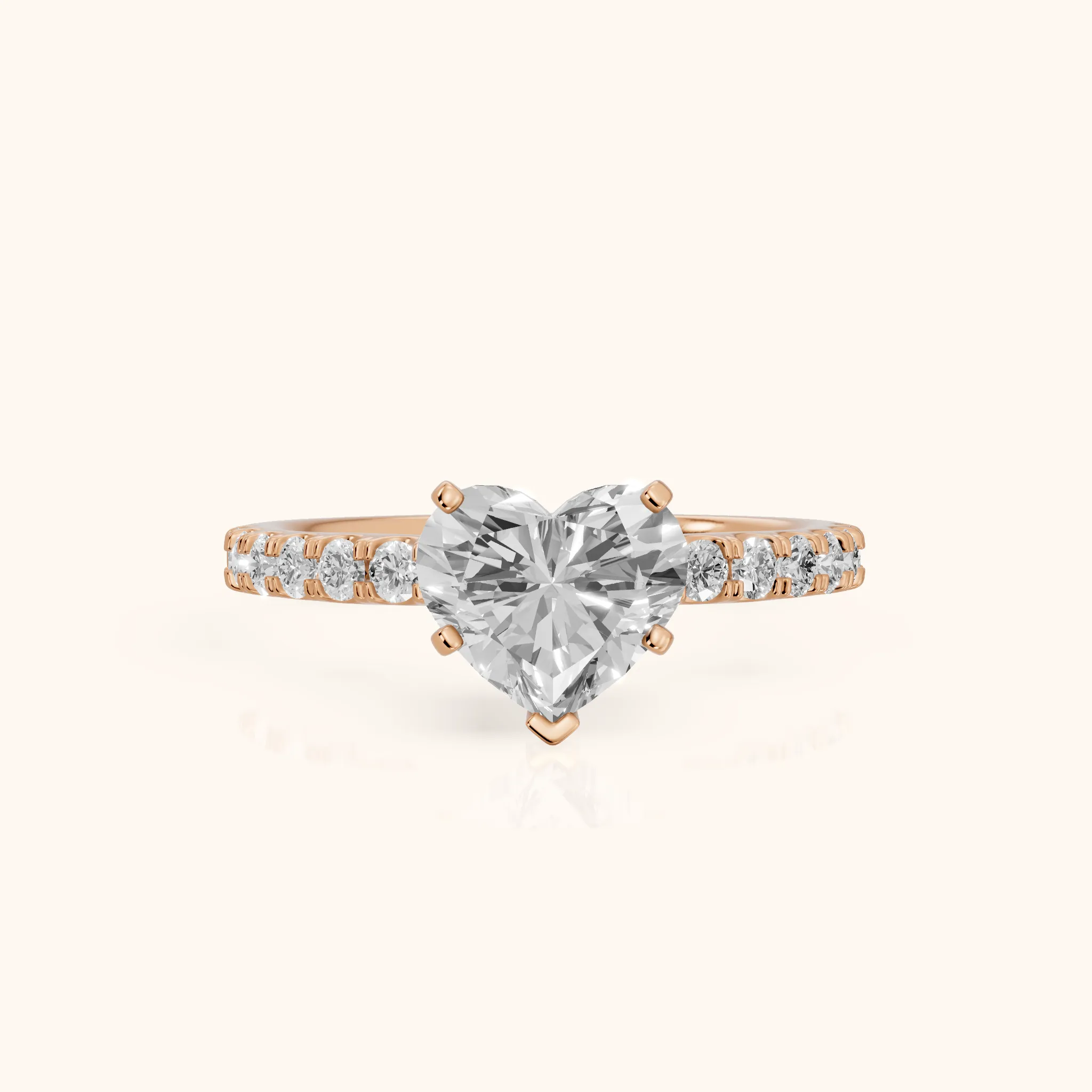 Elara Scalloped Pavé Heart Diamond Engagement Ring in Rose Gold — view 1