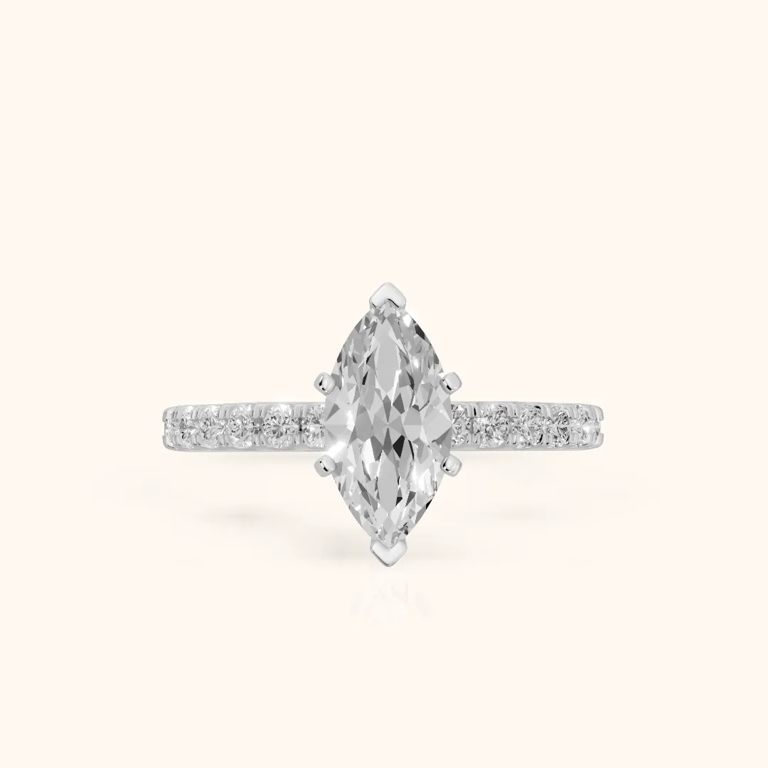 Elara Scalloped Pavé Marquise Diamond Engagement Ring in Platinum — view 2