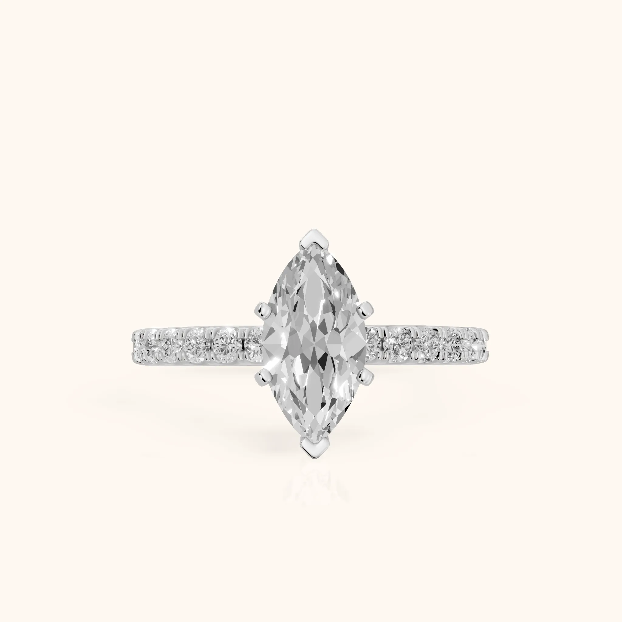 Elara Scalloped Pavé Marquise Diamond Engagement Ring in Platinum — view 1