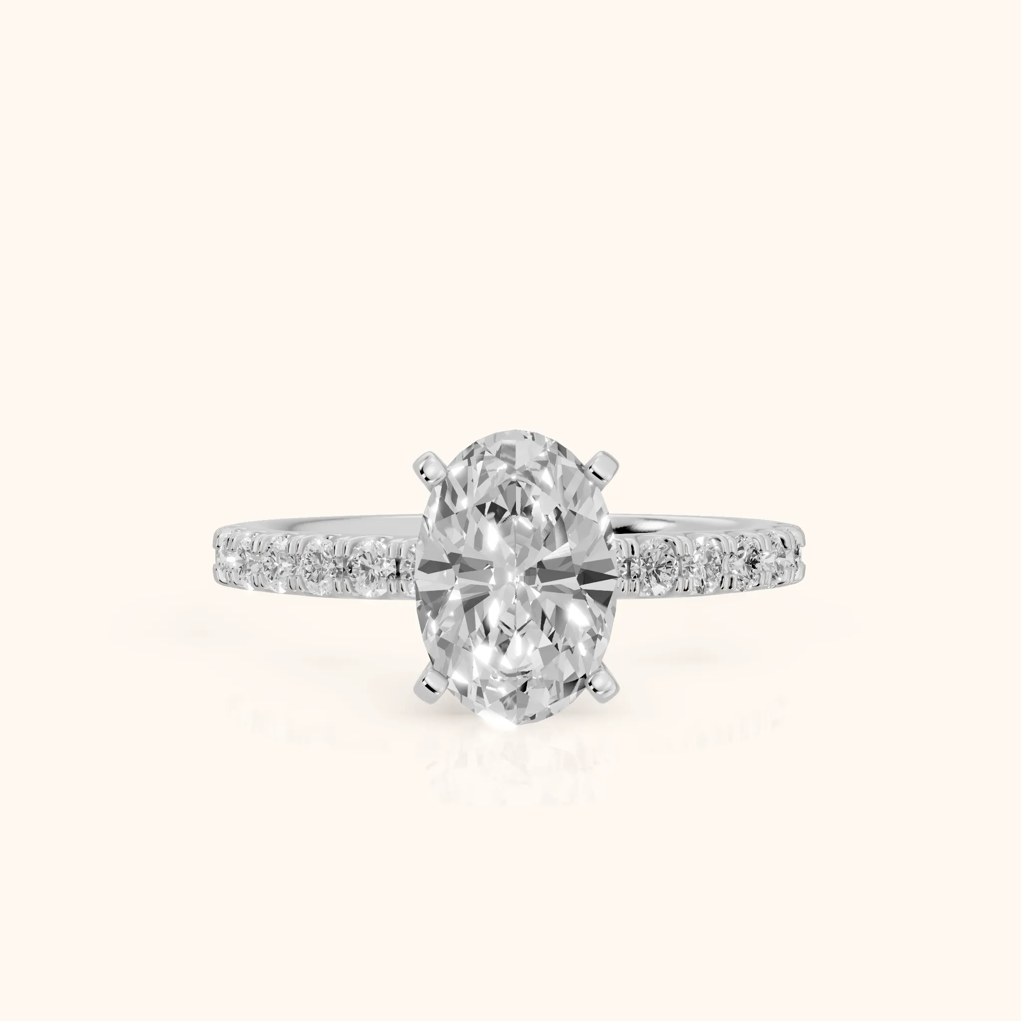 Elara Scalloped Pavé Oval Diamond Engagement Ring in Silver — view 1