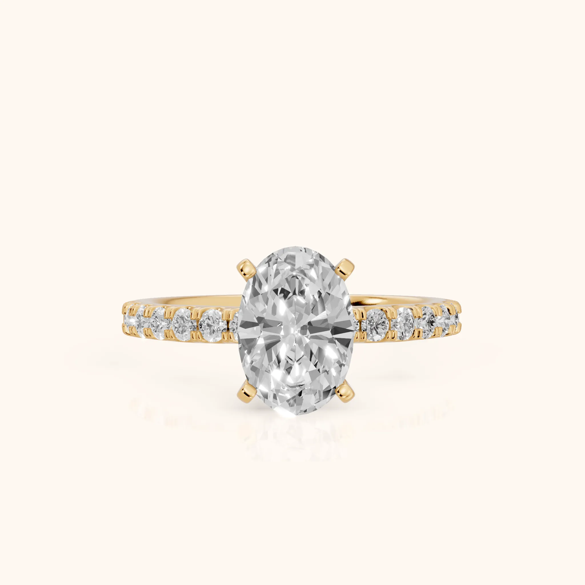 Elara Scalloped Pavé Oval Diamond Engagement Ring in Yellow Gold — view 1