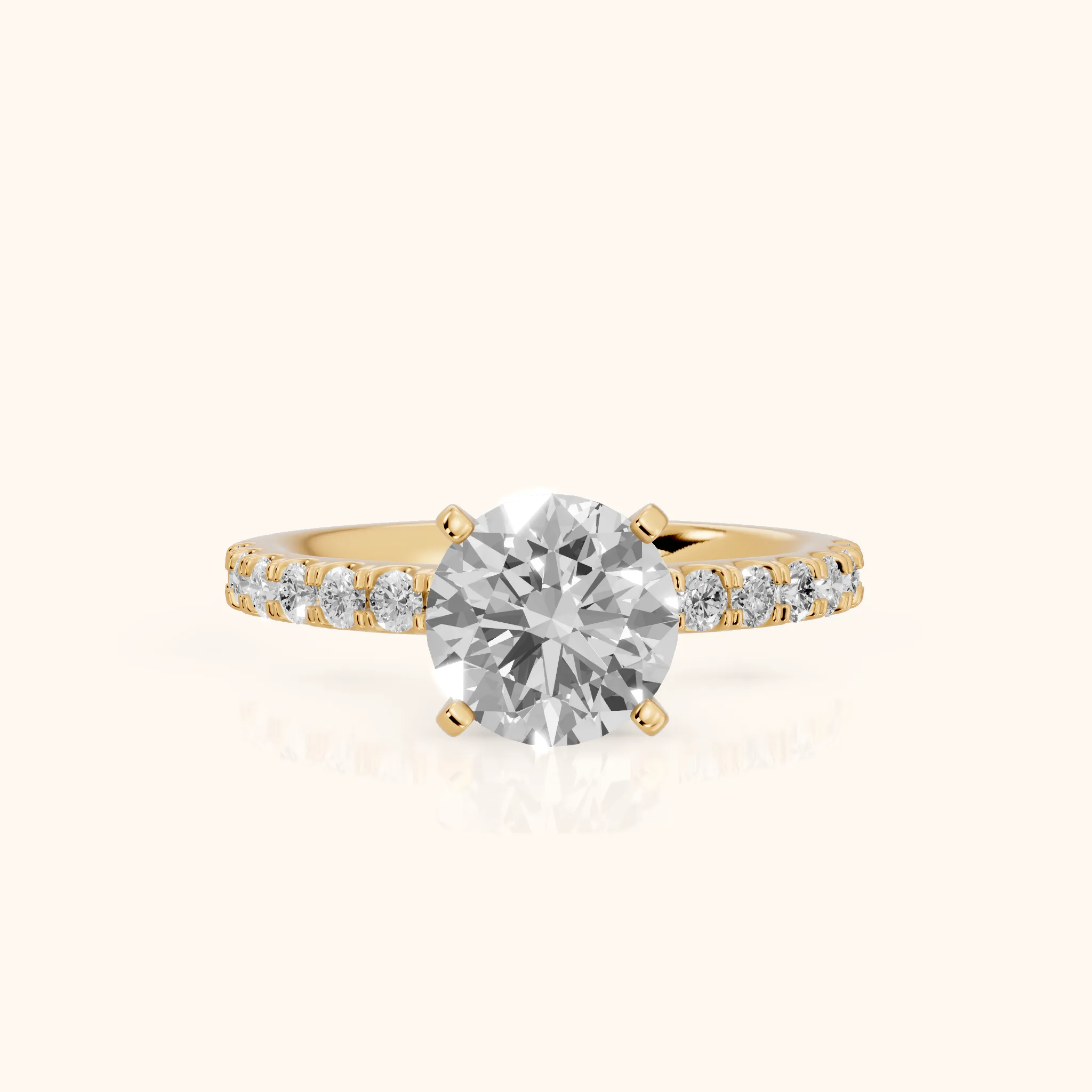 Elara Scalloped Pavé Round Diamond Engagement Ring in Yellow Gold — view 1