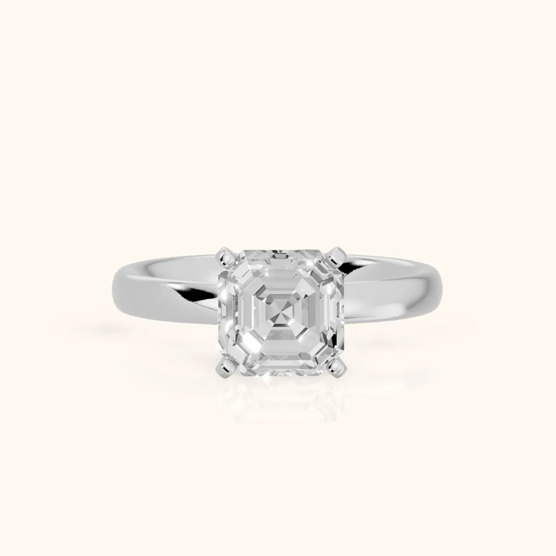 Elspeth Solitaire Asscher Diamond Engagement Ring in Silver — view 2