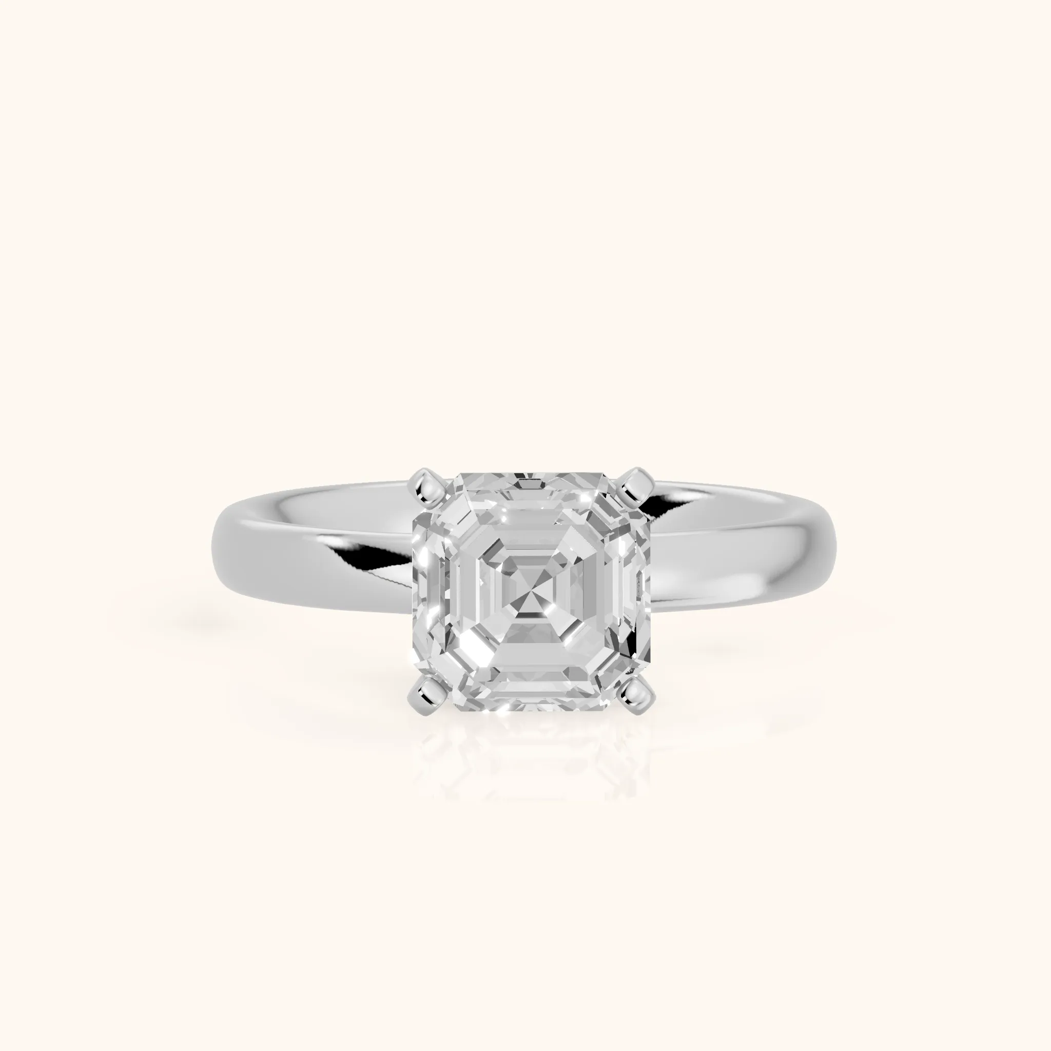 Elspeth Solitaire Asscher Diamond Engagement Ring in Silver — view 1