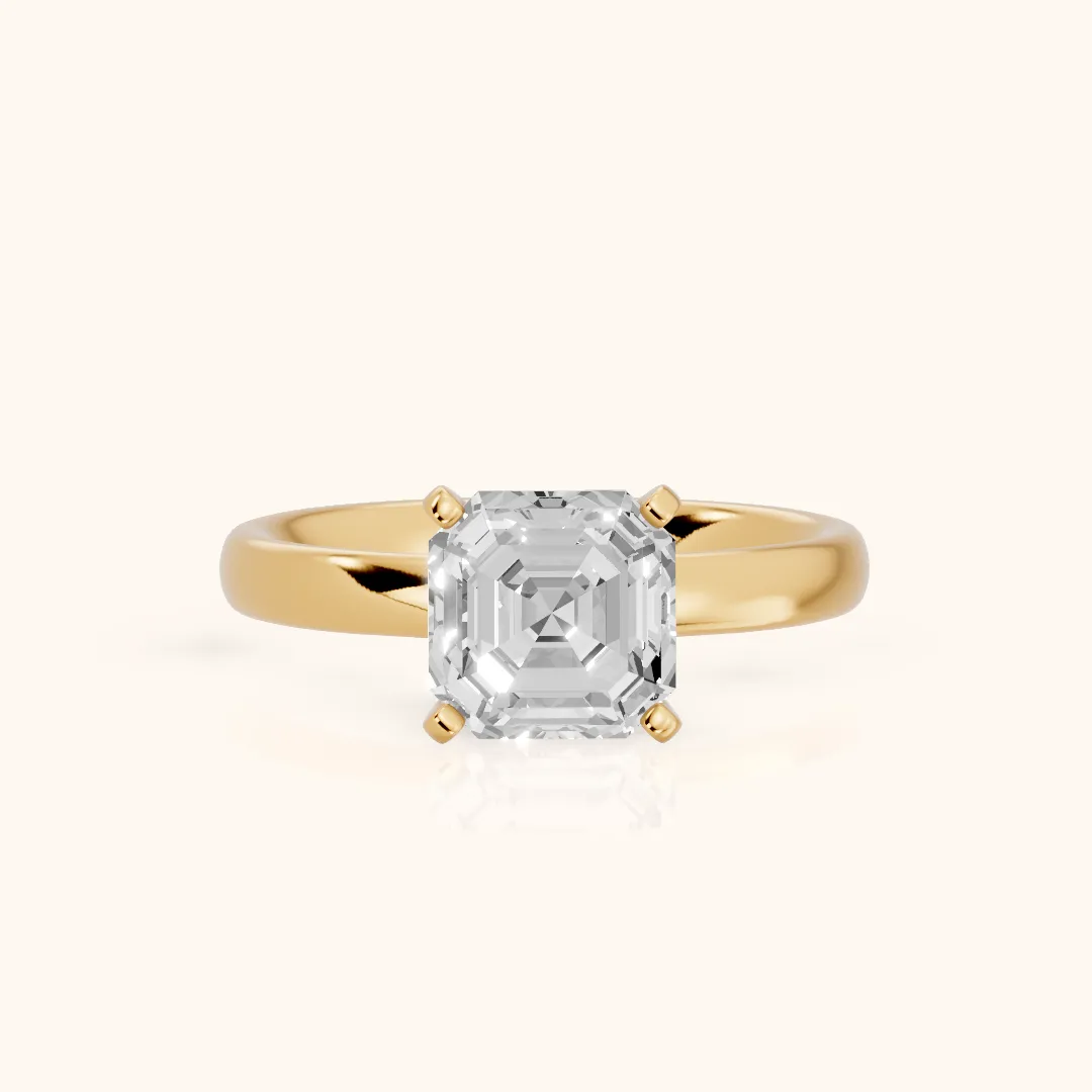 Elspeth Solitaire Asscher Diamond Engagement Ring in Yellow Gold — view 2