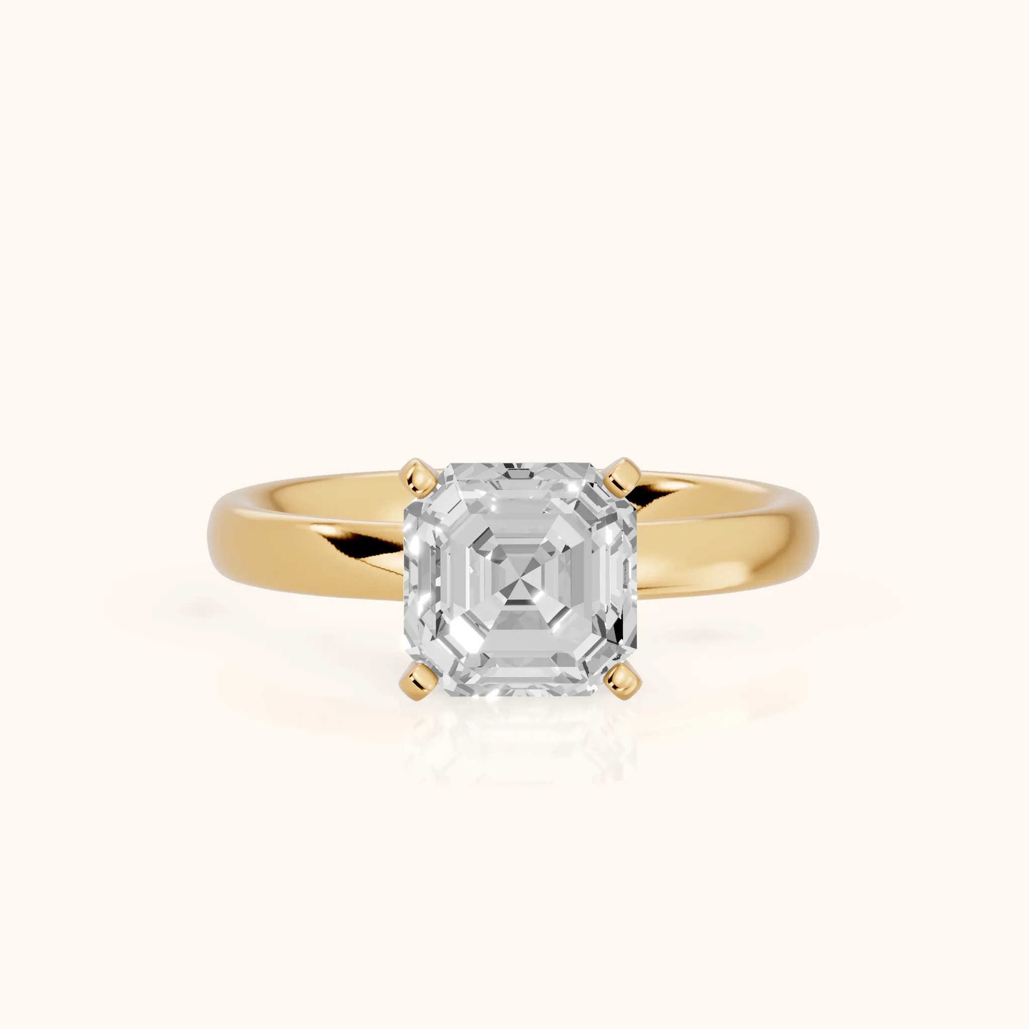 Elspeth Solitaire Asscher Diamond Engagement Ring in Yellow Gold — view 1