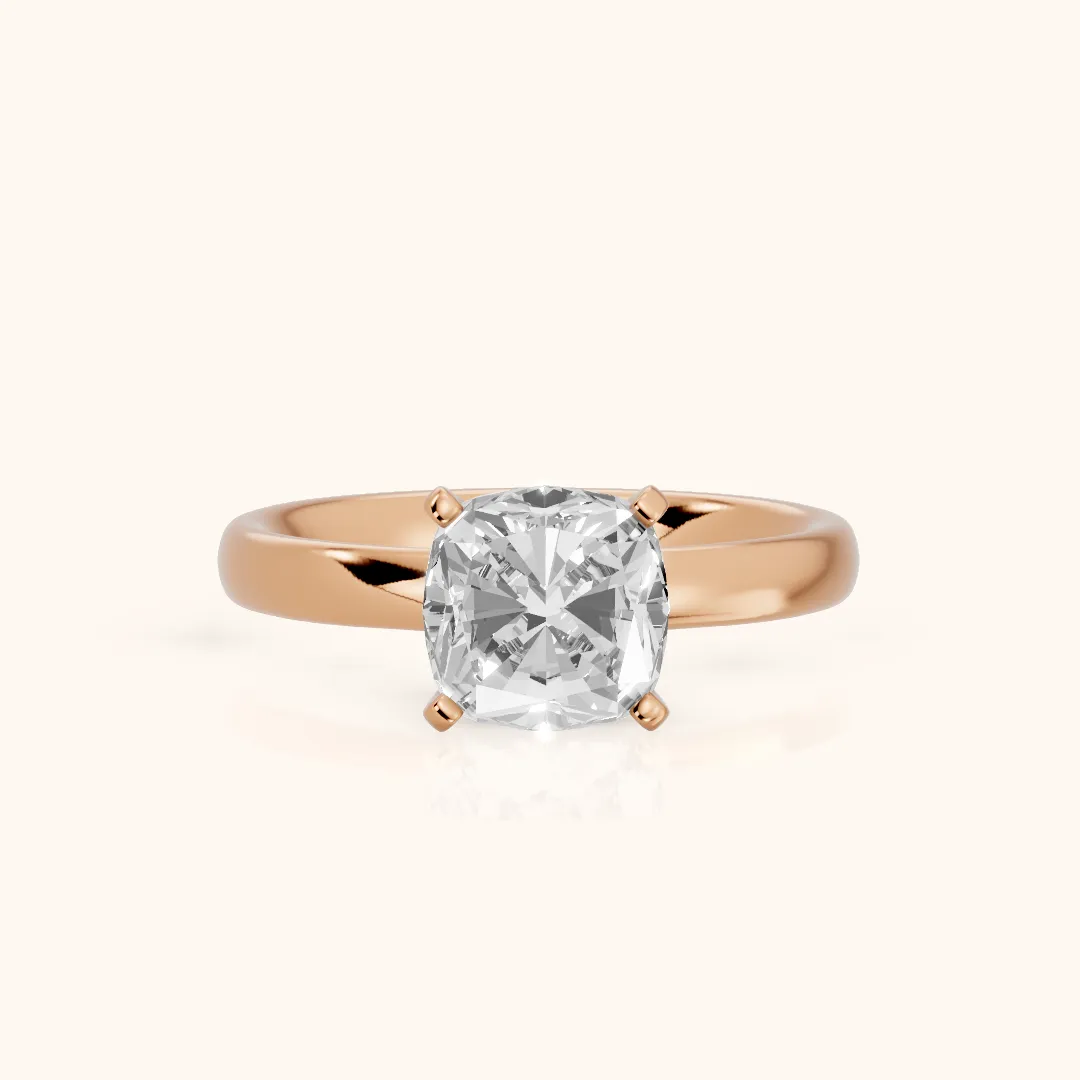 Elspeth Solitaire Cushion Diamond Engagement Ring in Rose Gold — view 2