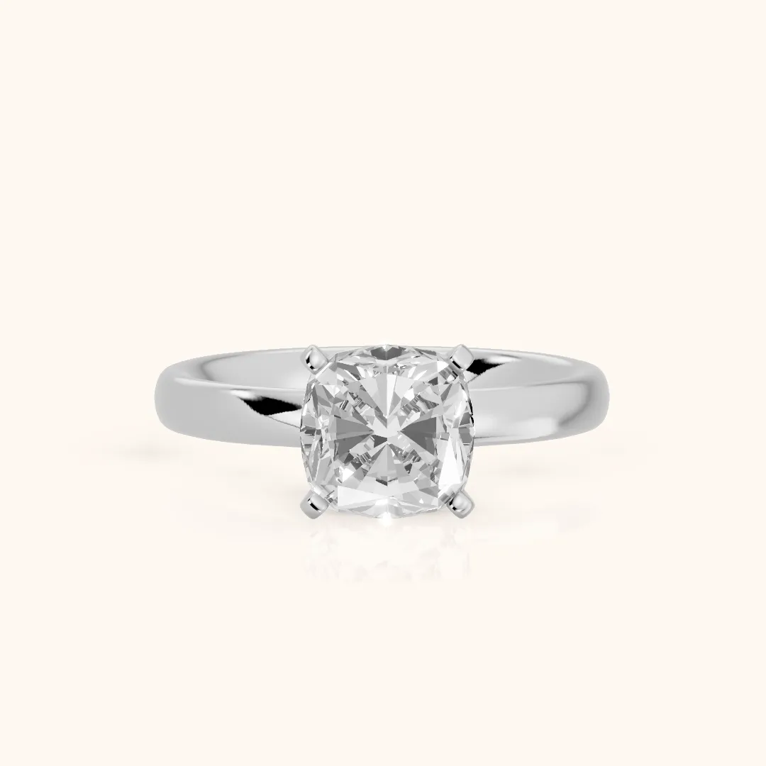 Elspeth Solitaire Cushion Diamond Engagement Ring in Silver — view 2