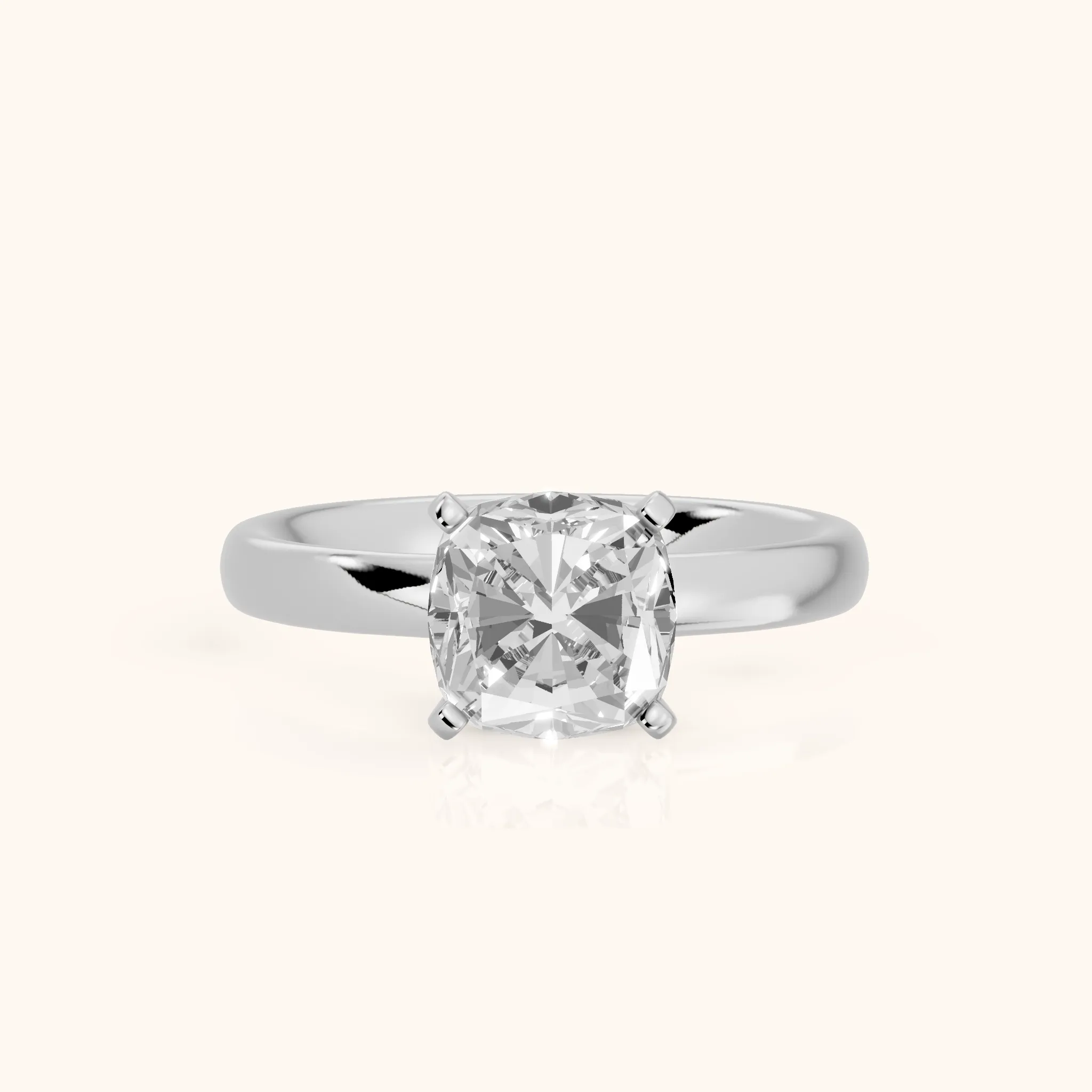 Elspeth Solitaire Cushion Diamond Engagement Ring in Silver — view 1
