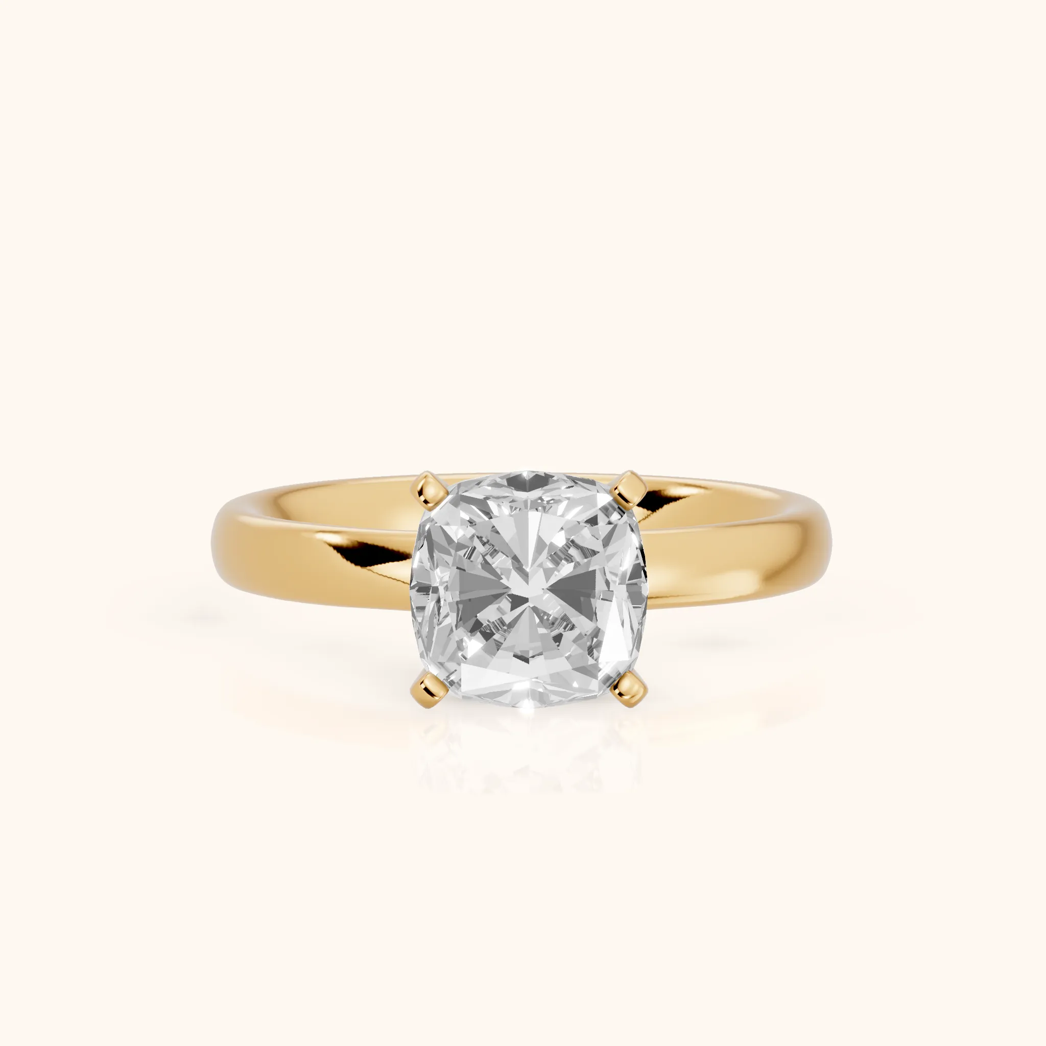 Elspeth Solitaire Cushion Diamond Engagement Ring in Yellow Gold — view 1