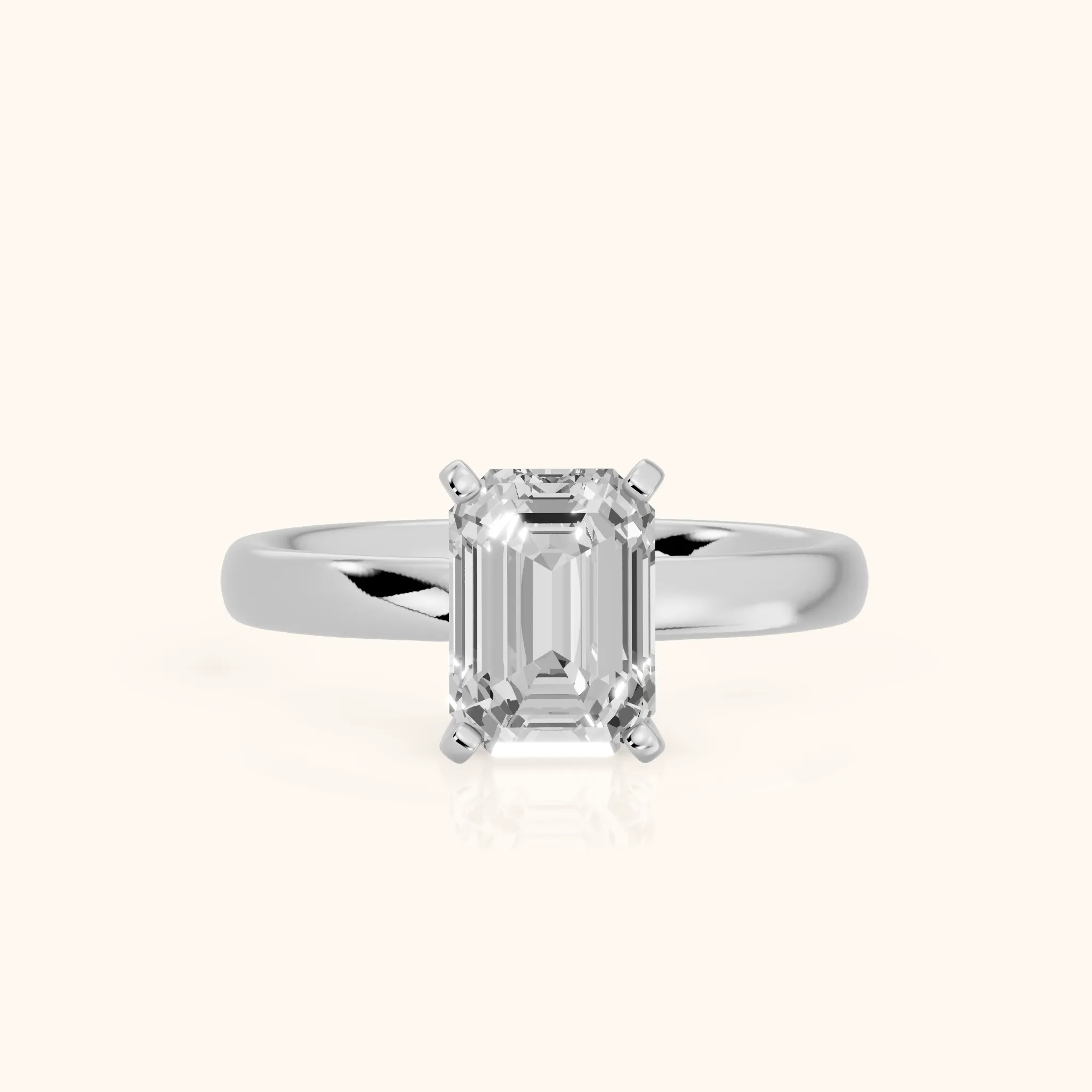 Elspeth Solitaire Emerald Diamond Engagement Ring in Silver — view 1