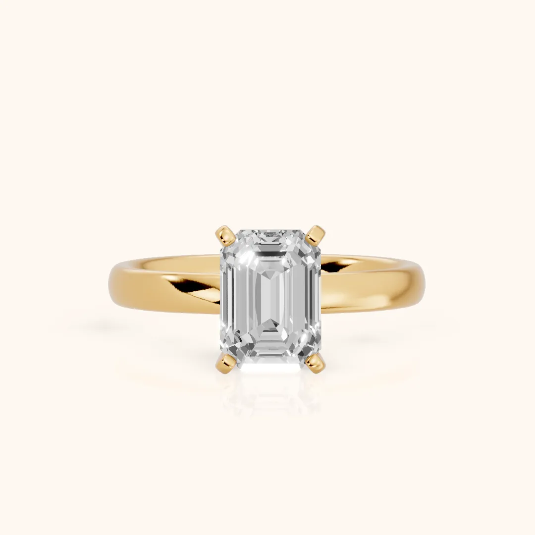 Elspeth Solitaire Emerald Diamond Engagement Ring in Yellow Gold — view 2