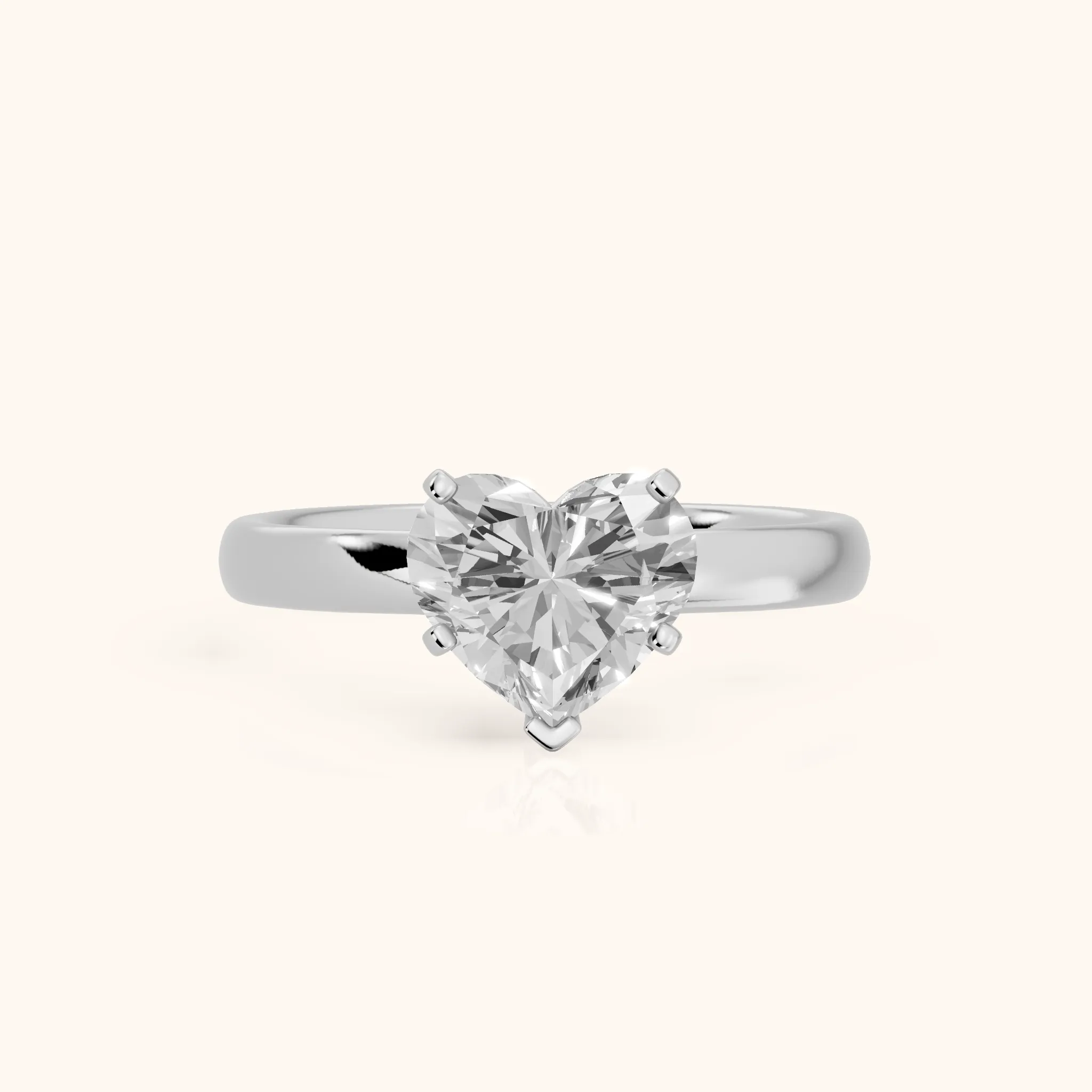 Elspeth Solitaire Heart Diamond Engagement Ring in Silver — view 1