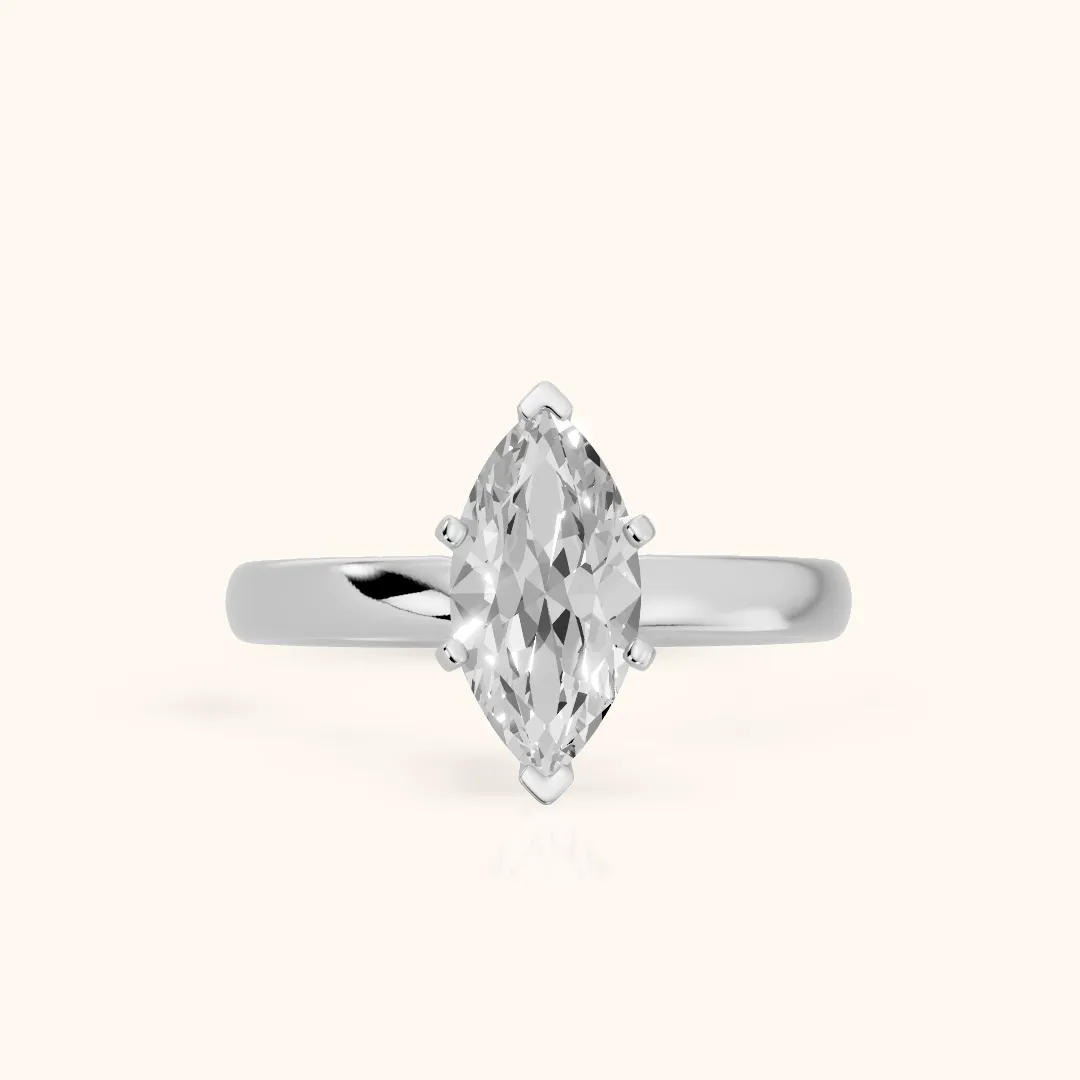 Elspeth Solitaire Marquise Diamond Engagement Ring in Silver — view 2