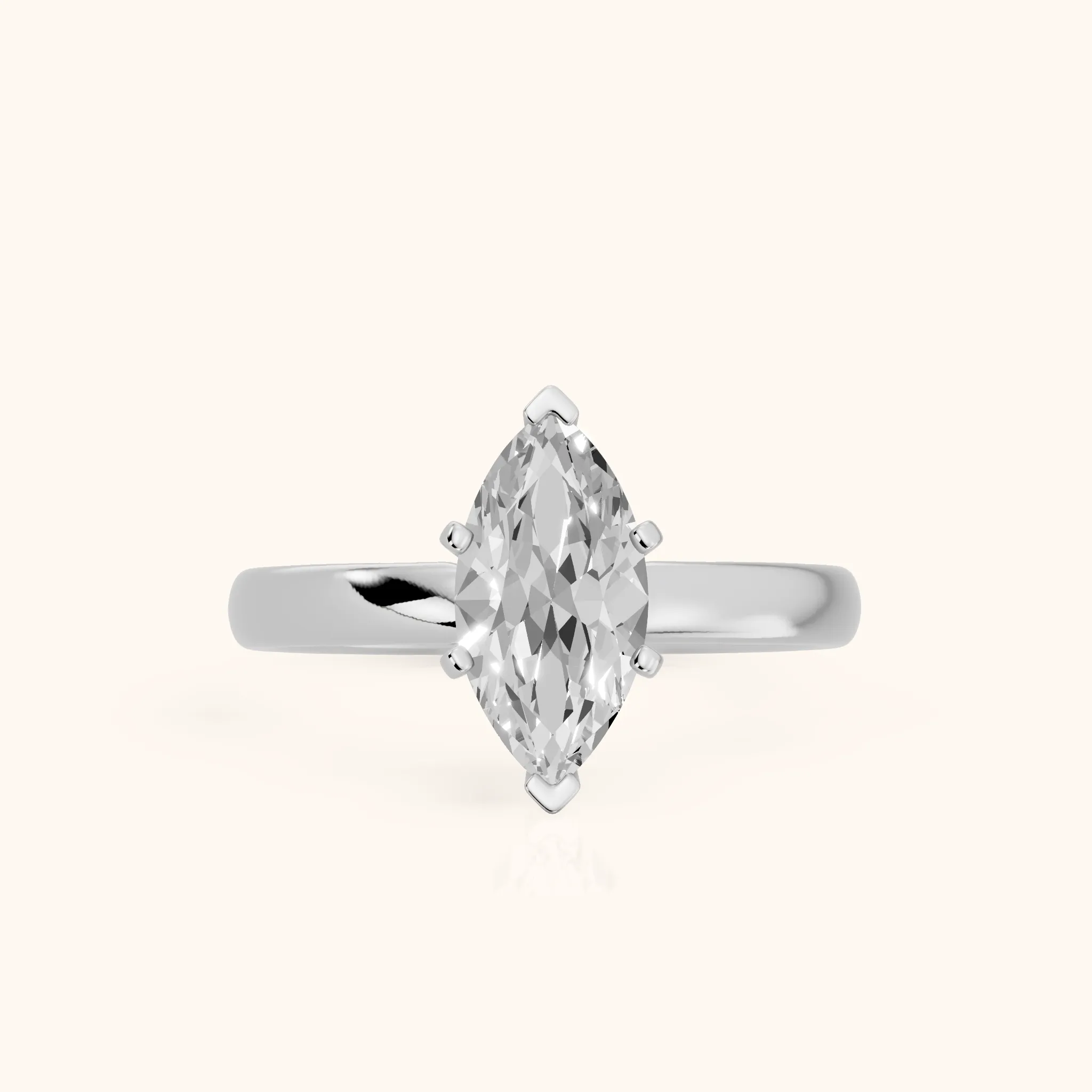 Elspeth Solitaire Marquise Diamond Engagement Ring in Silver — view 1