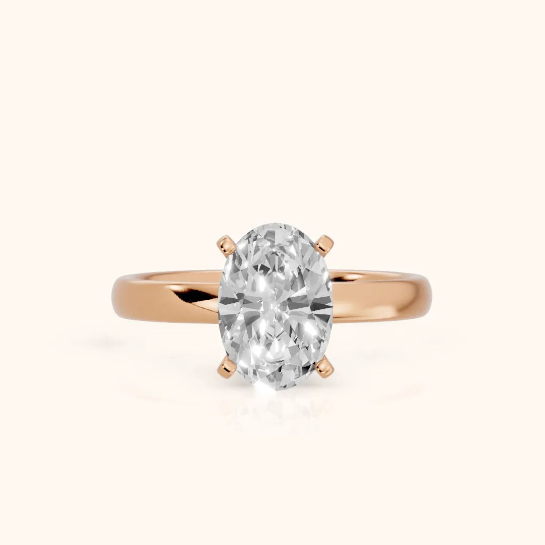 Elspeth Solitaire Oval Diamond Engagement Ring in Rose Gold — view 2