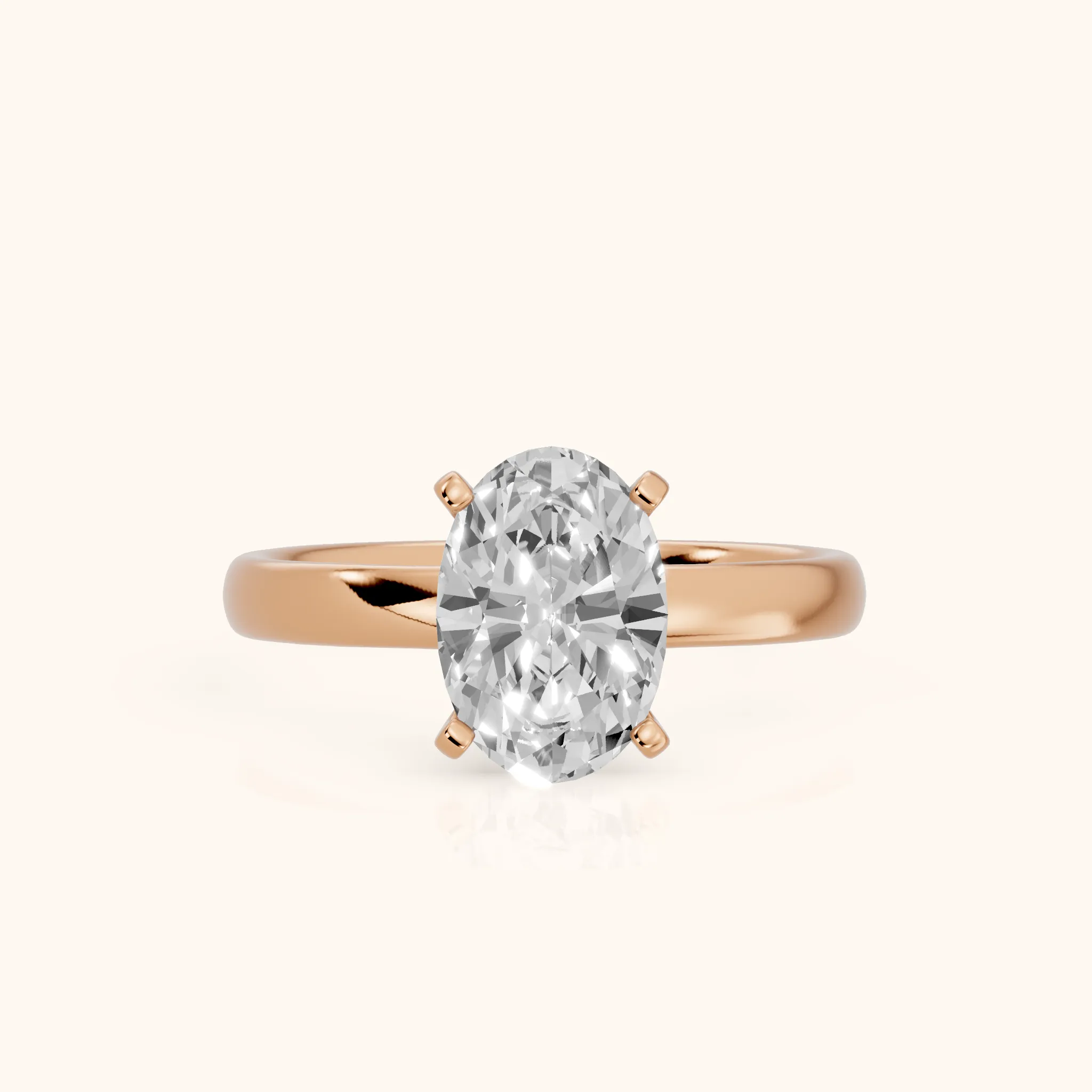 Elspeth Solitaire Oval Diamond Engagement Ring in Rose Gold — view 1