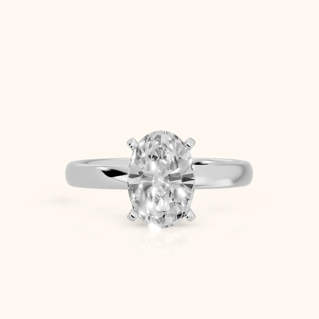 Elspeth Solitaire Oval Diamond Engagement Ring in Silver — view 2