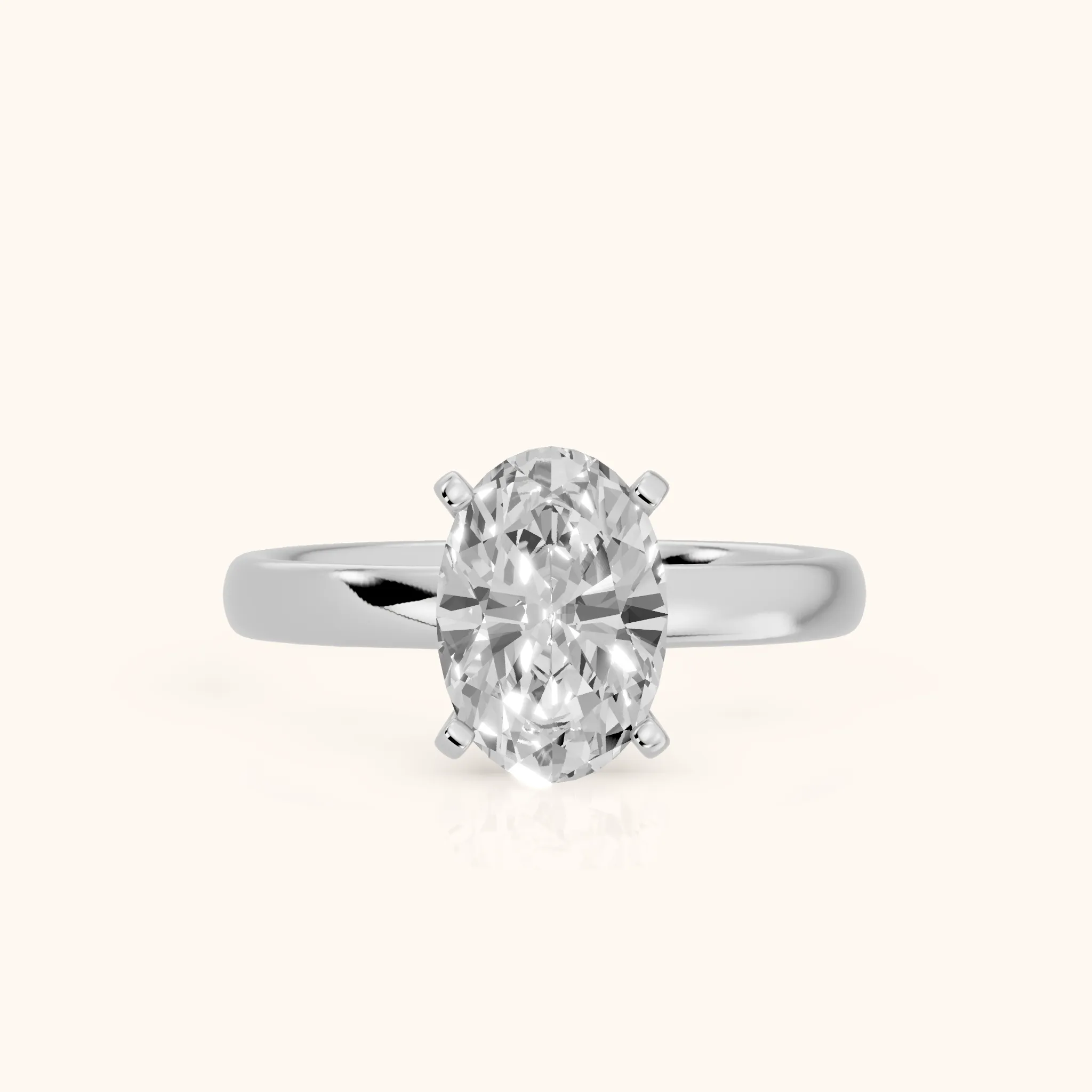 Elspeth Solitaire Oval Diamond Engagement Ring in Silver — view 1