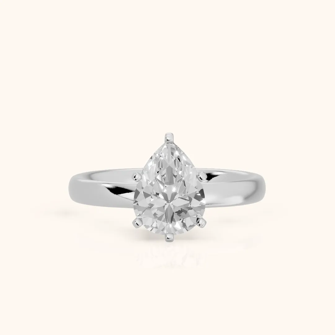 Elspeth Solitaire Pear Diamond Engagement Ring in Silver — view 2