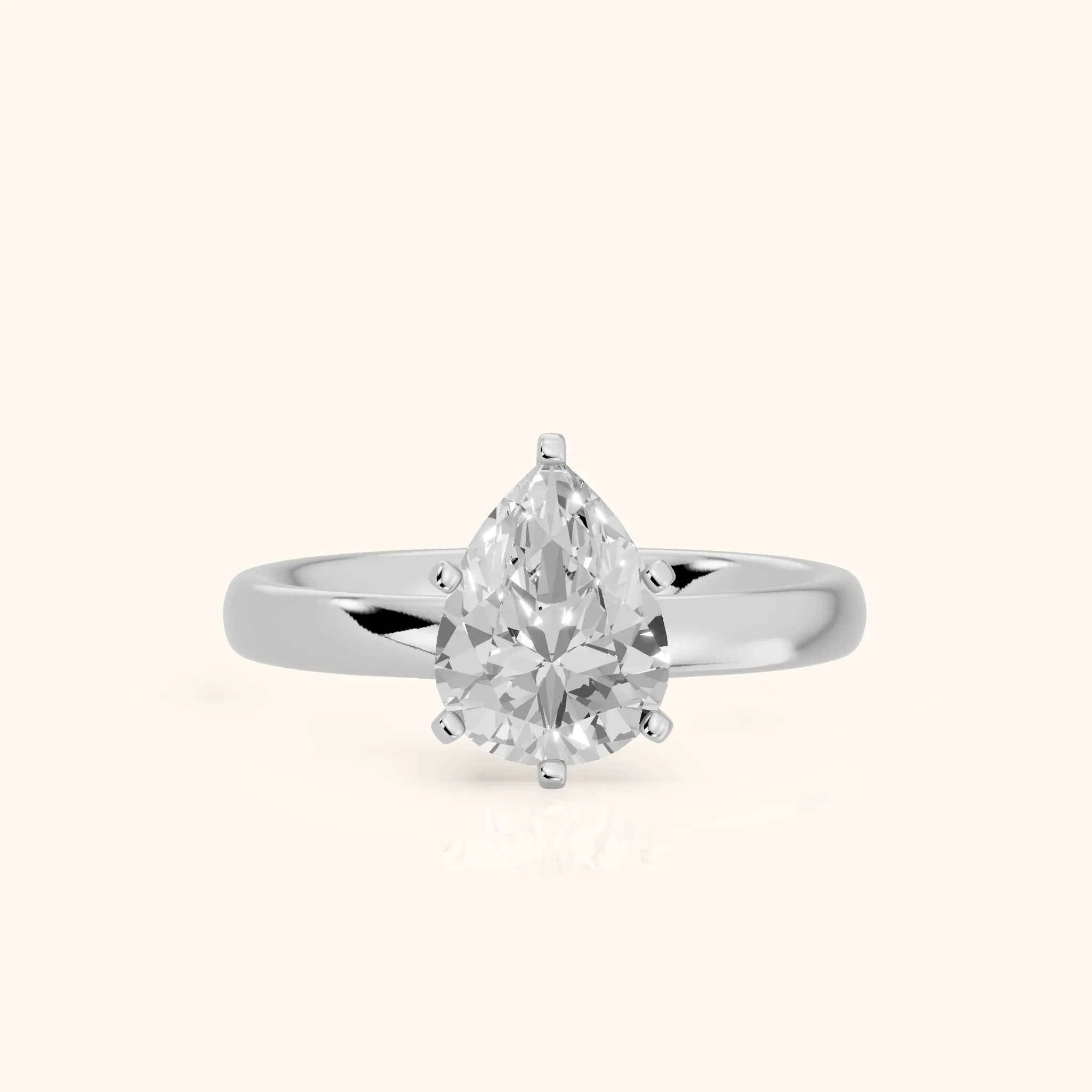 Elspeth Solitaire Pear Diamond Engagement Ring in Silver — view 1