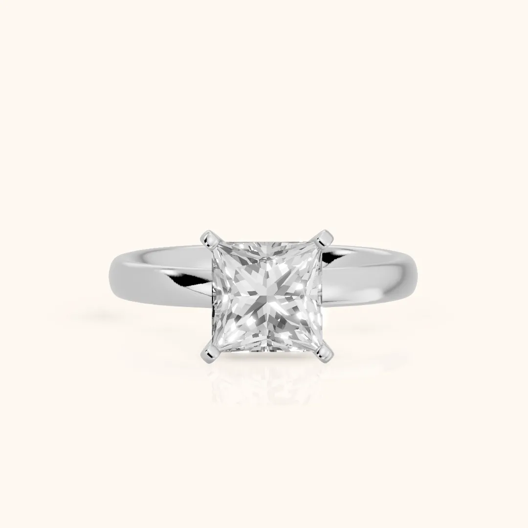 Elspeth Solitaire Princess Diamond Engagement Ring in Silver — view 2