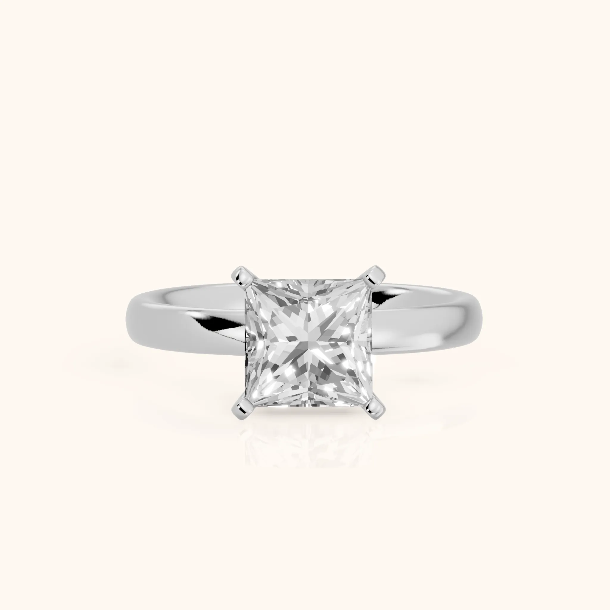 Elspeth Solitaire Princess Diamond Engagement Ring in Silver — view 1