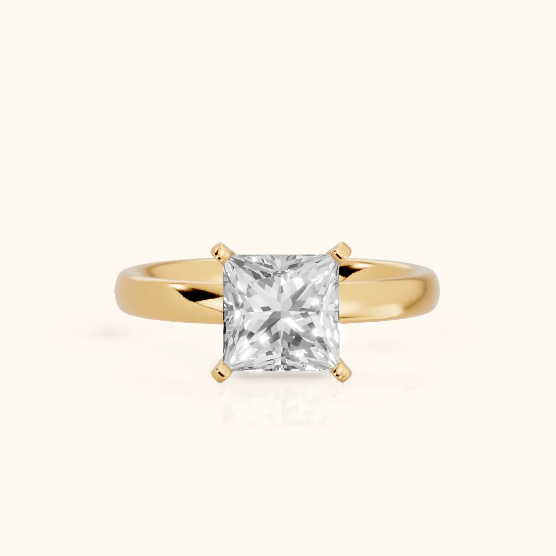 Elspeth Solitaire Princess Diamond Engagement Ring in Yellow Gold — view 2