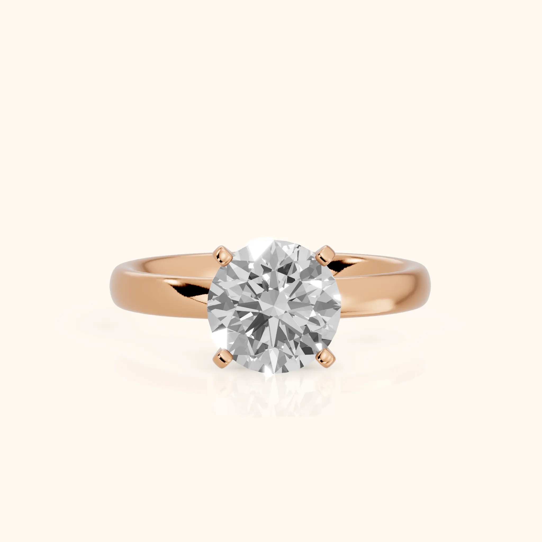 Elspeth Solitaire Round Diamond Engagement Ring in Rose Gold — view 1