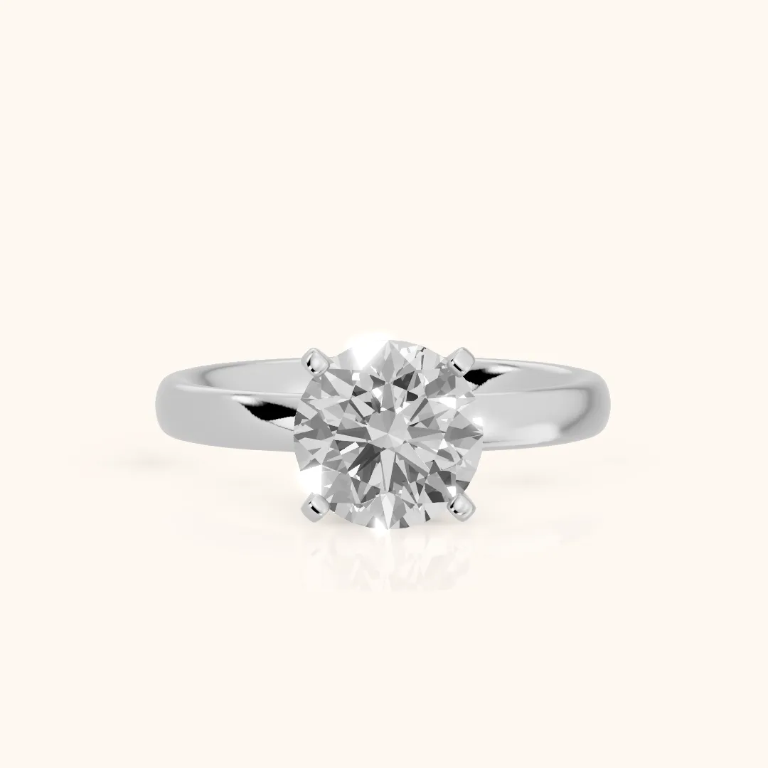 Elspeth Solitaire Round Diamond Engagement Ring in Silver — view 2